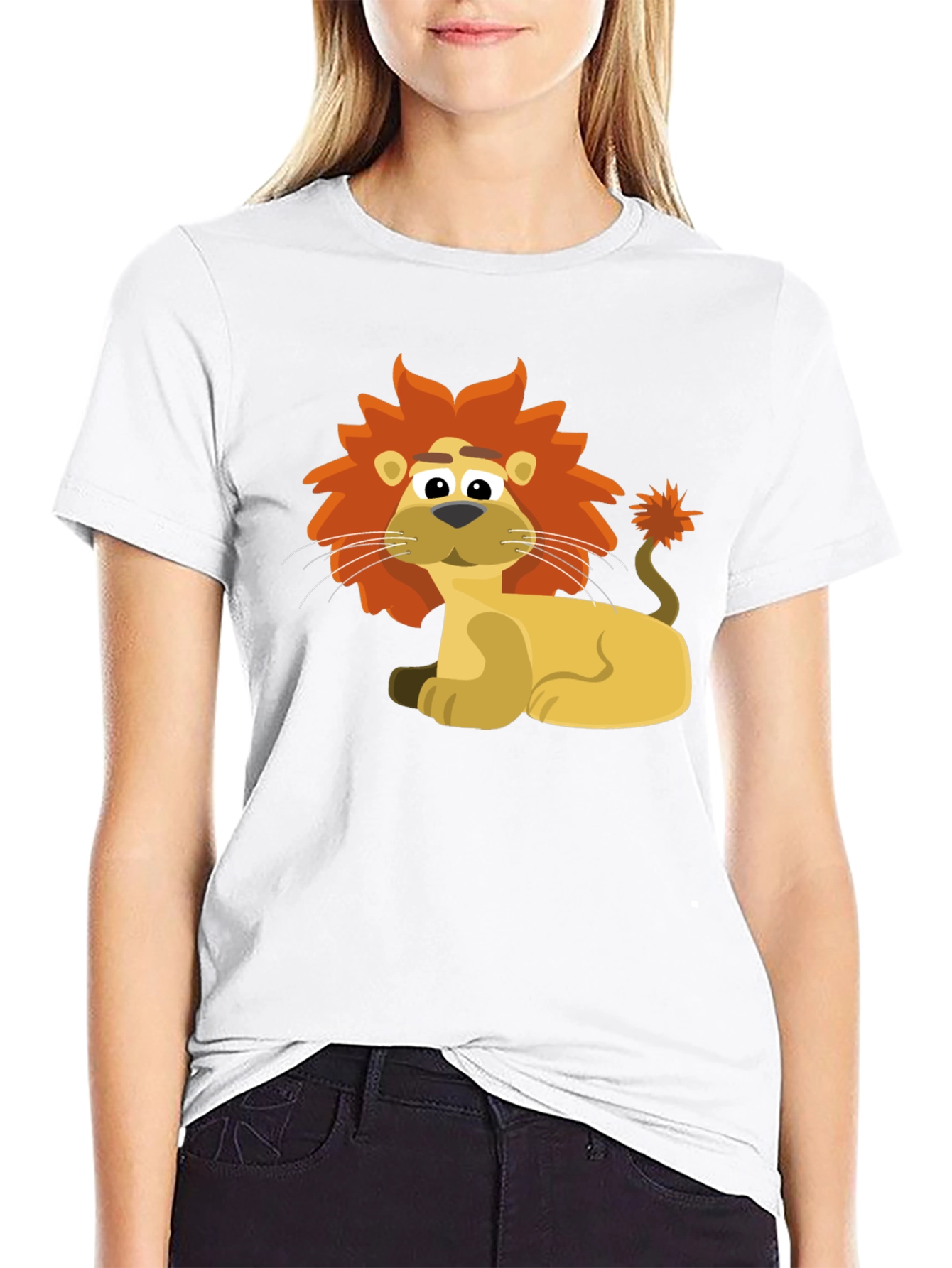 Lion Cartoon Graphic Tee - Black
