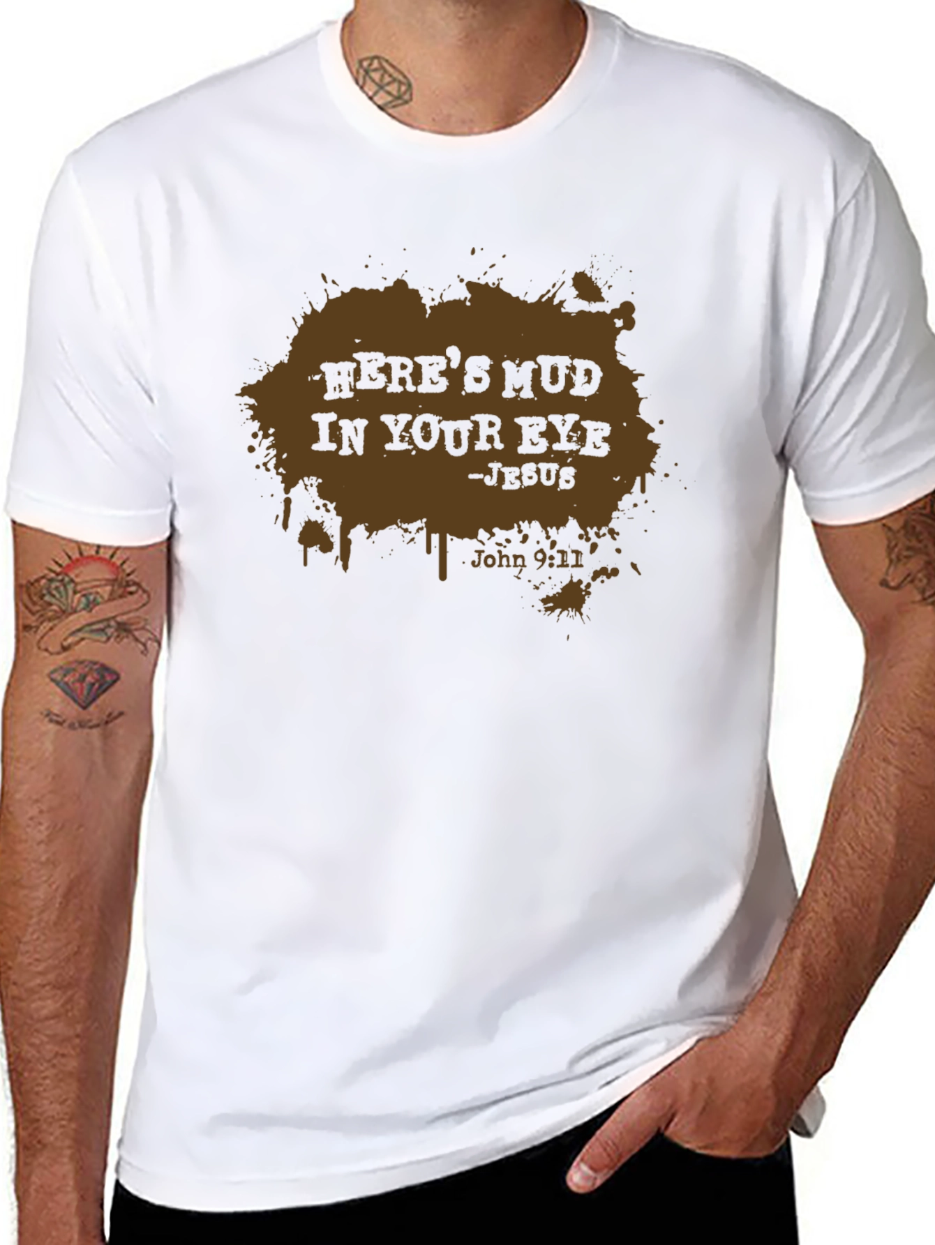Heres Mud In Your Eye - Mens Black T-Shirt