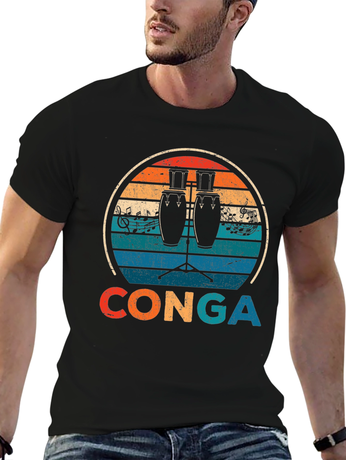 Retro Conga Drum Player T-Shirt