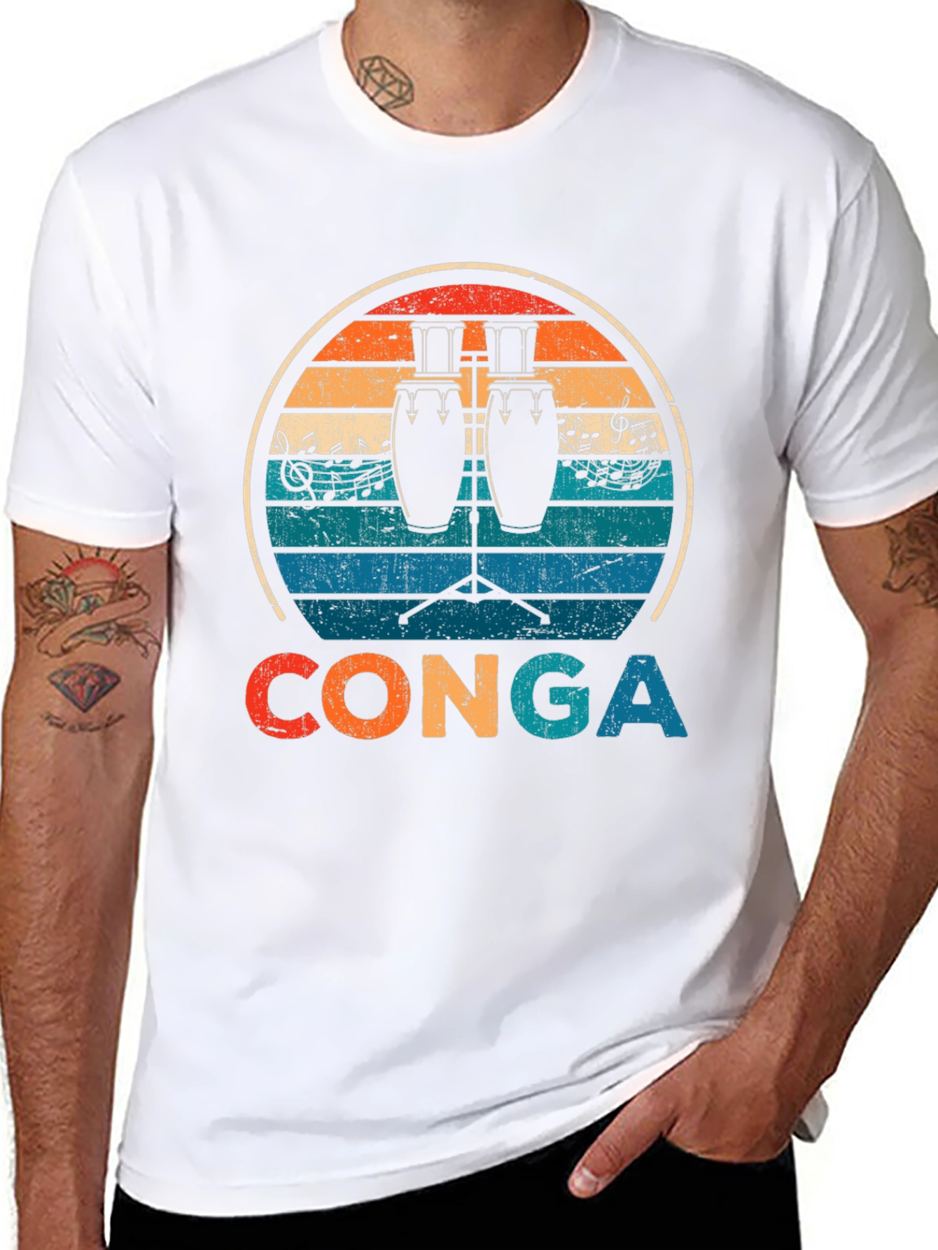 Retro Conga Drum Player T-Shirt