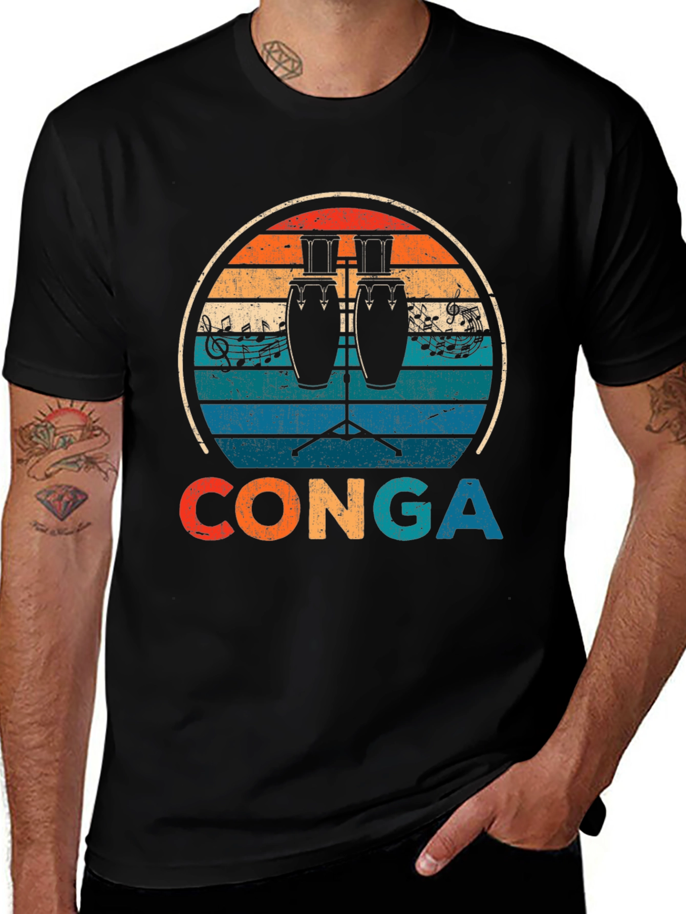 Retro Conga Drum Player T-Shirt
