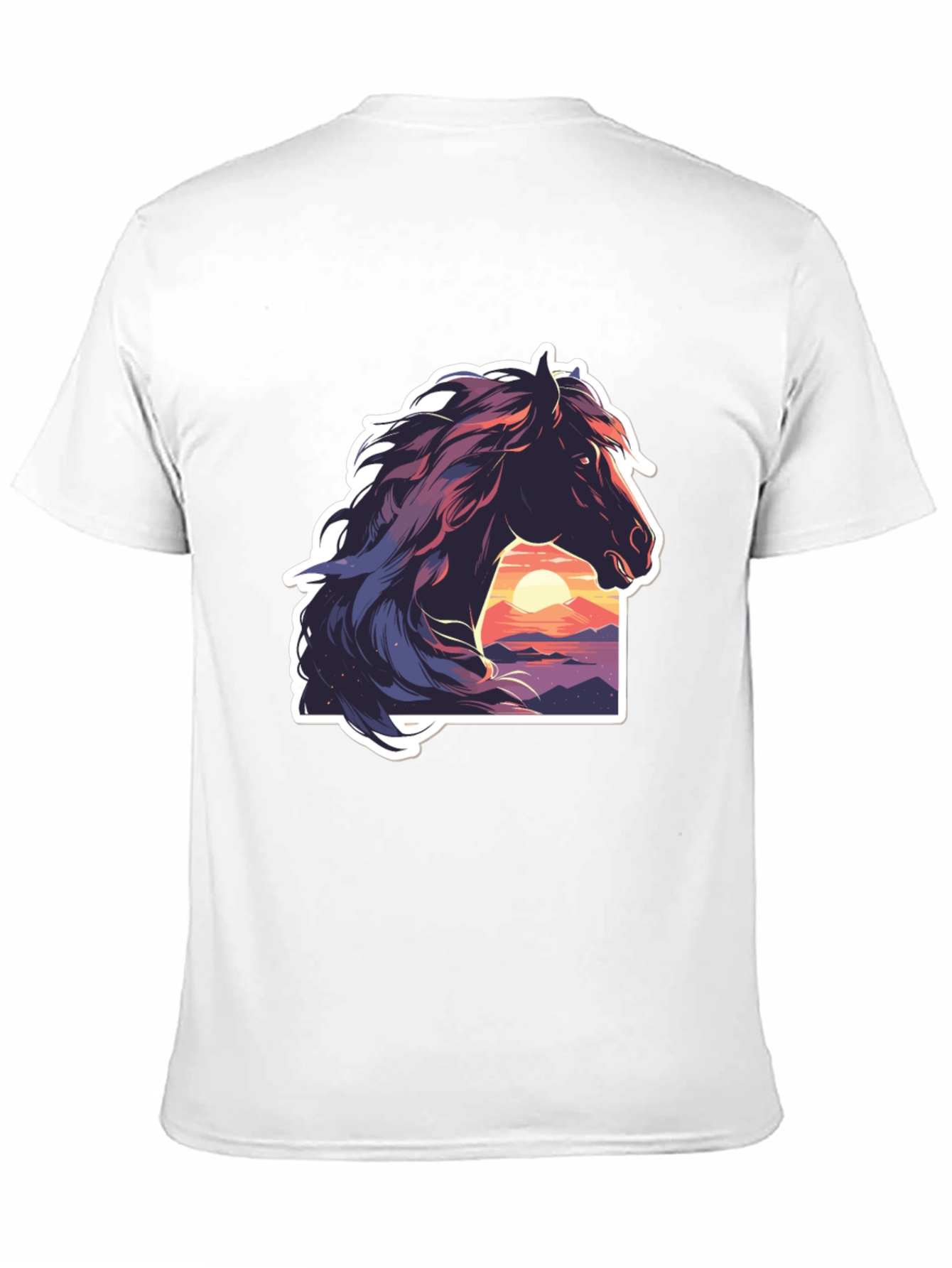 Horse Sunset Graphic Black T-Shirt