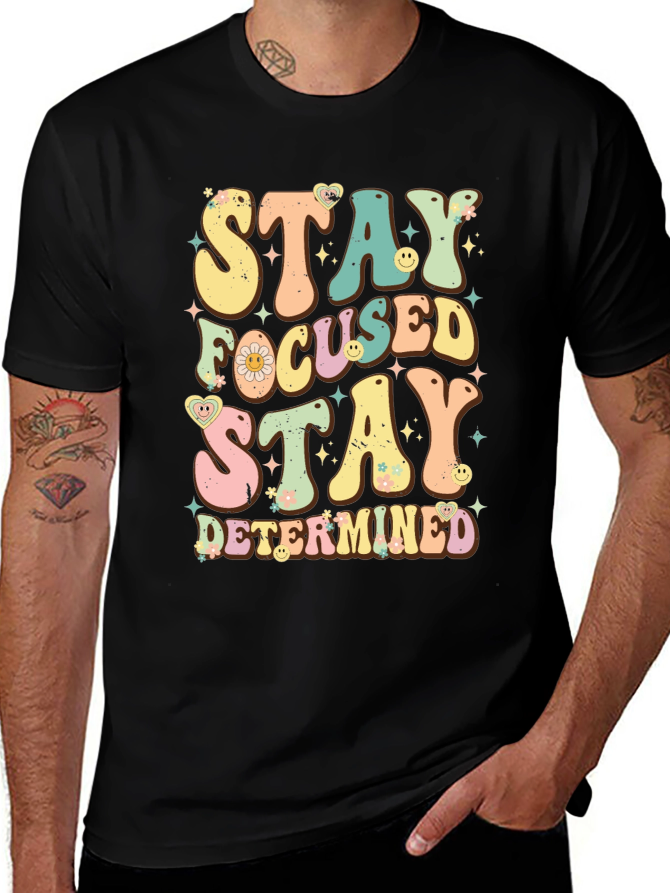 Stay Focused Black Graphic Tee
