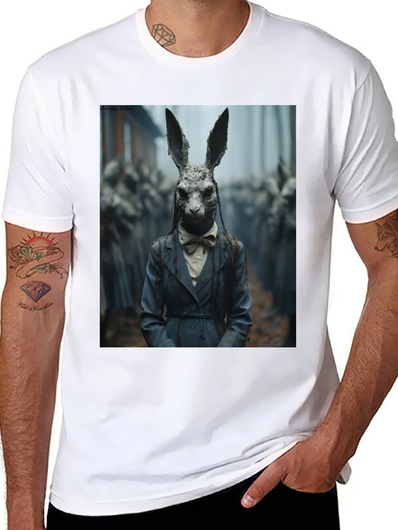 Creepy Rabbit Portrait T-Shirt
