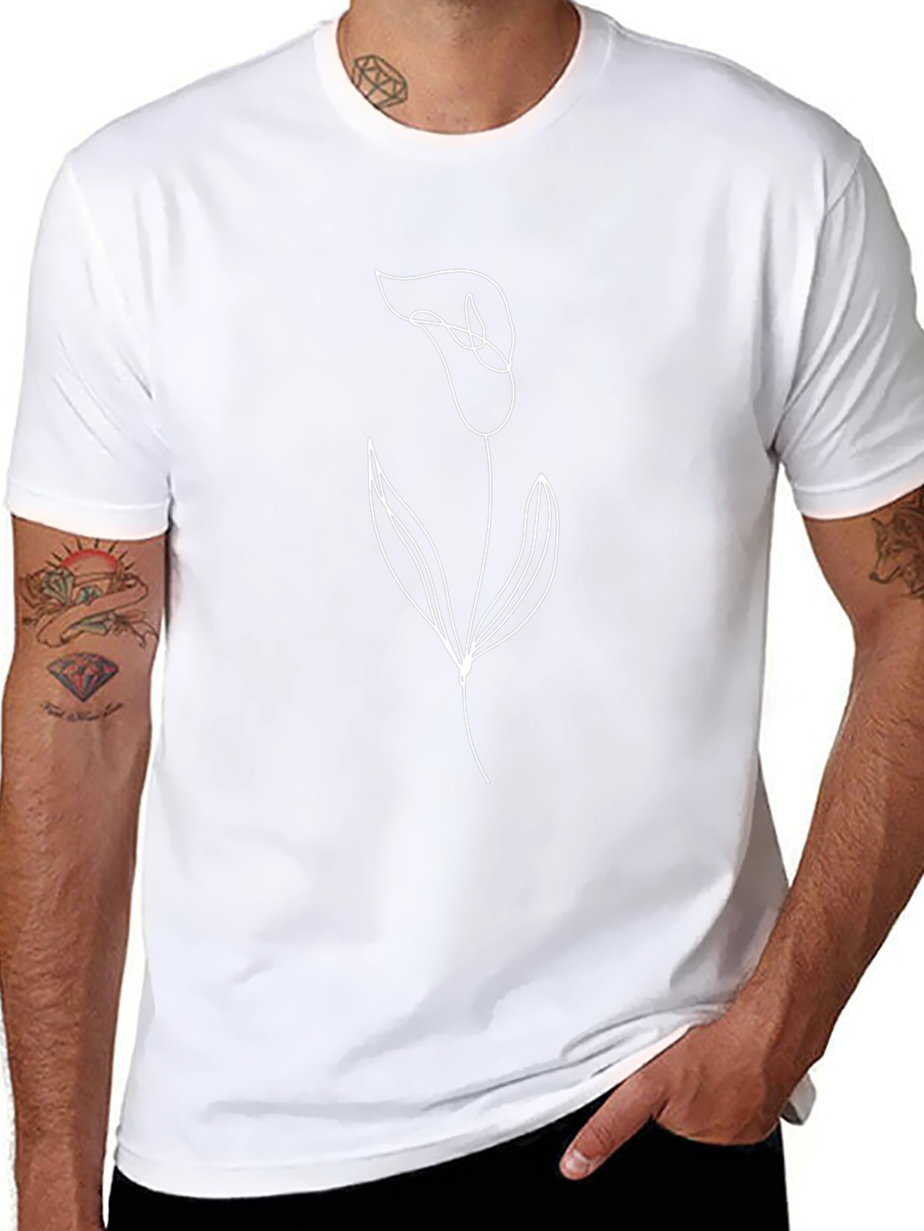 Minimalist Calla Lily Black Tee