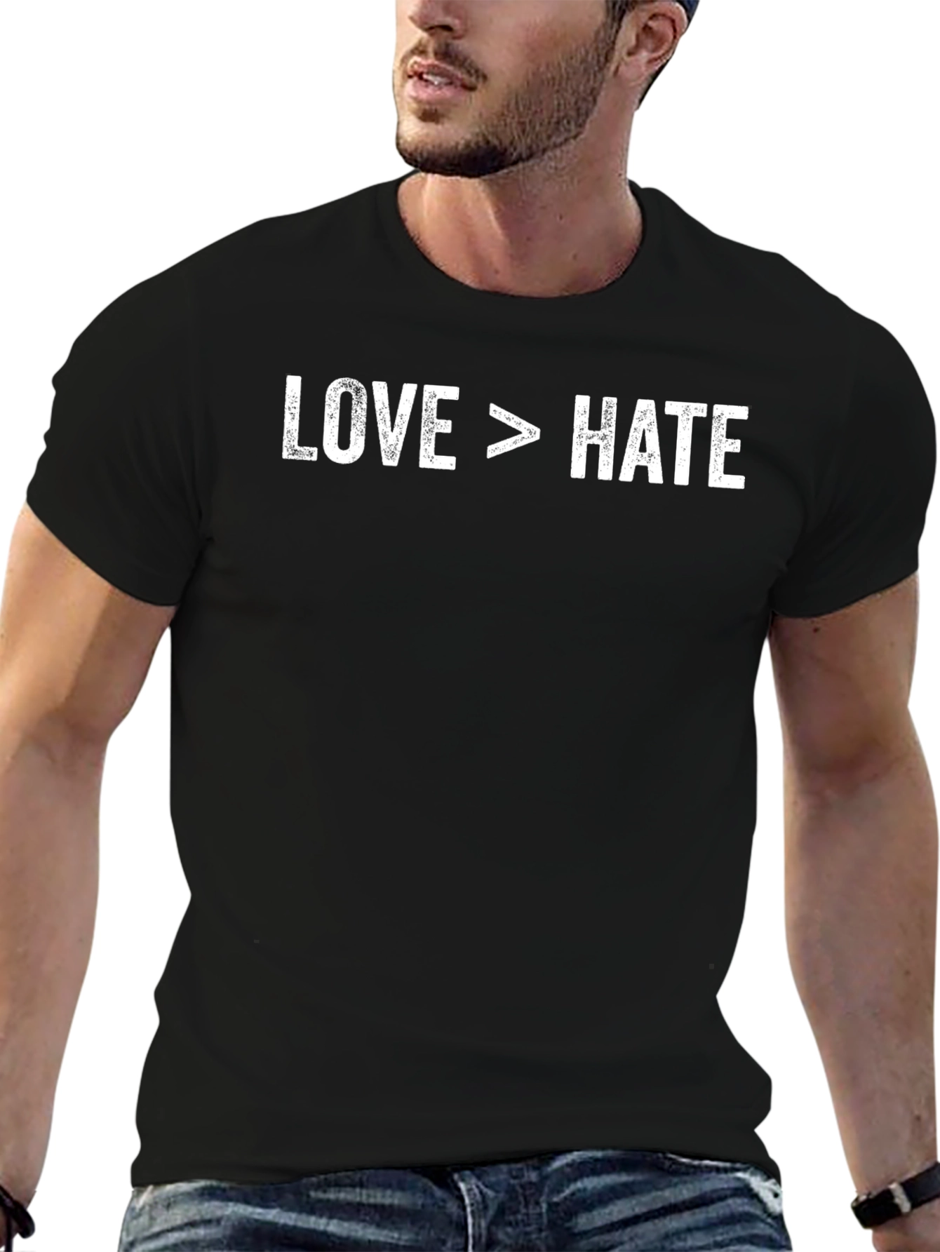 Love > Hate Graphic T-Shirt - Positive Message Tee