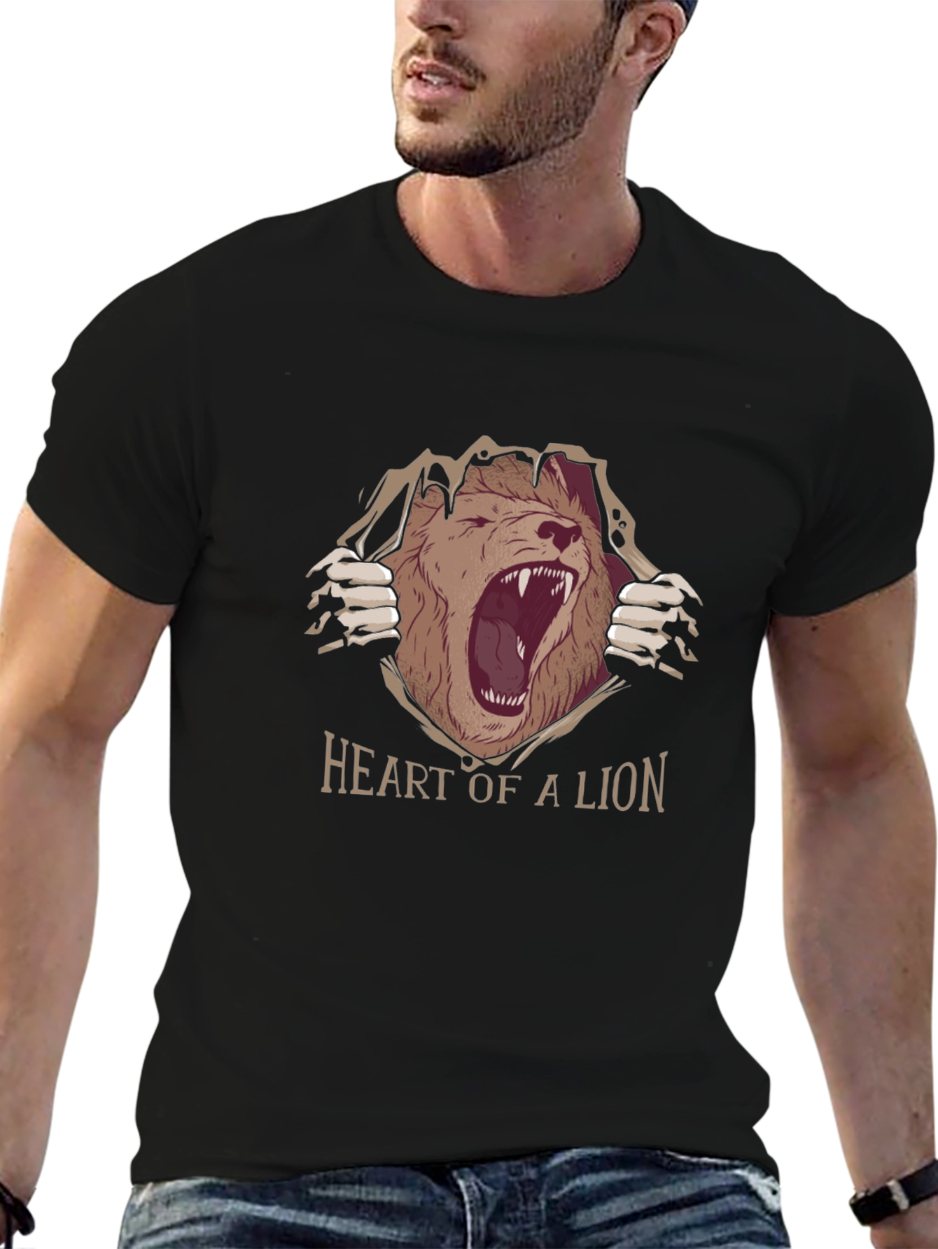 Heart of a Lion Graphic Tee - Black