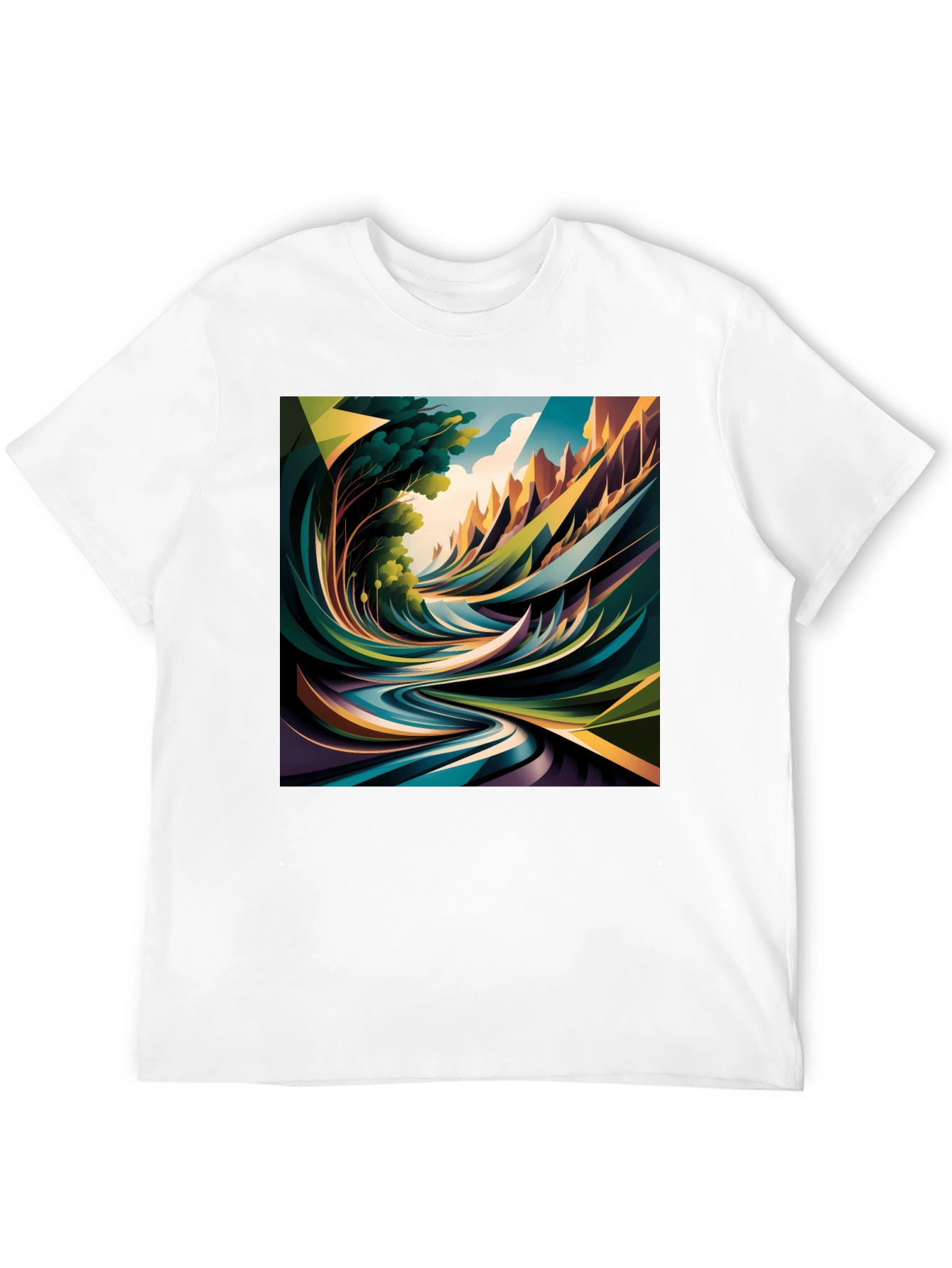 Abstract Nature Print Black T-Shirt