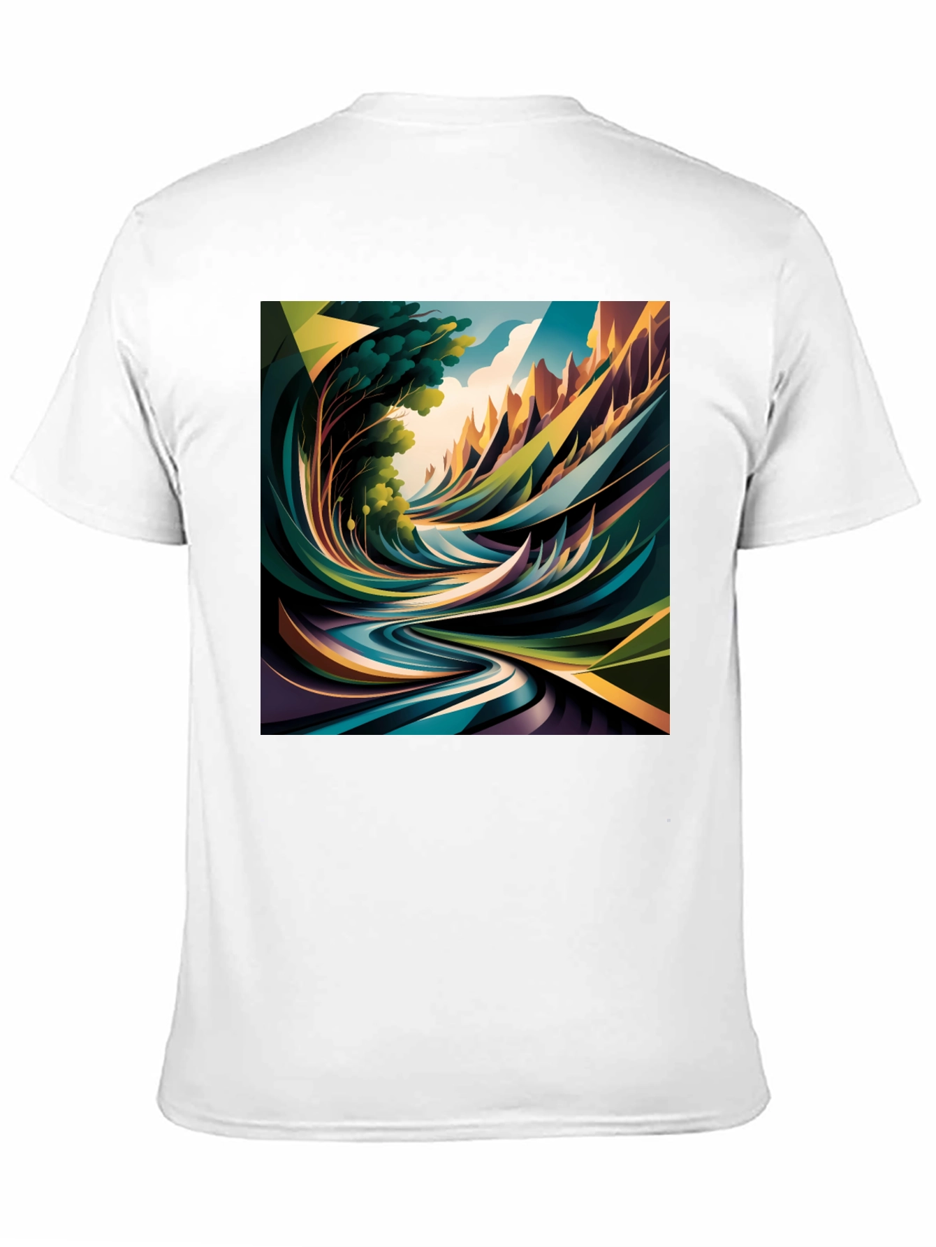 Abstract Nature Print Black T-Shirt