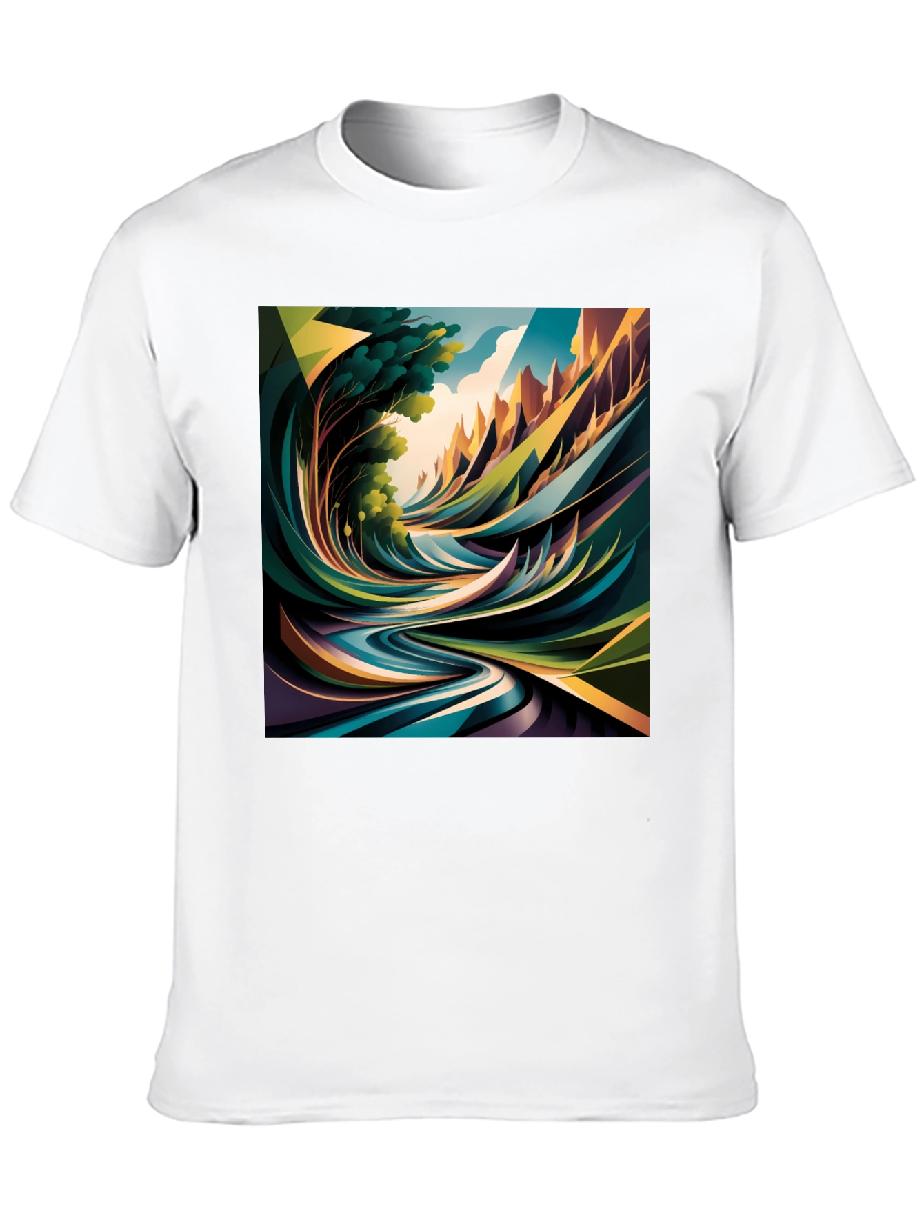 Abstract Nature Print Black T-Shirt