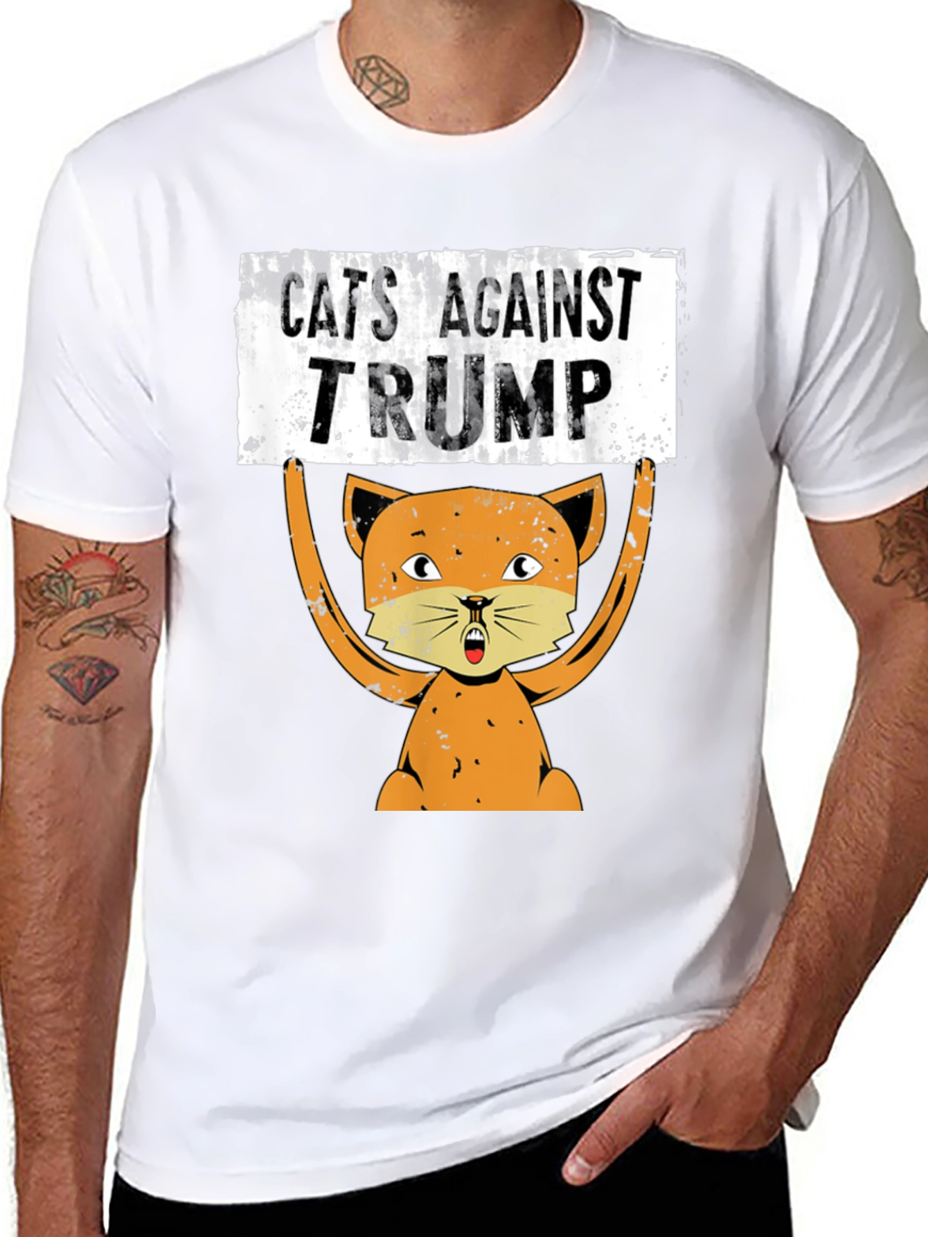 Cats Against Trump Graphic T-Shirt - Political Tee