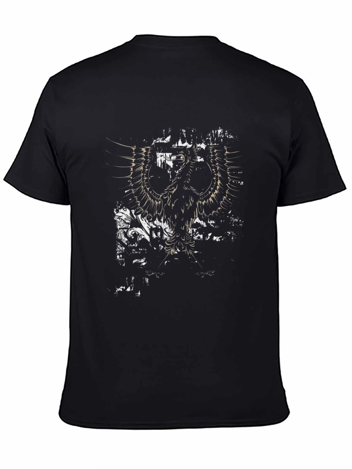 Mens Black Graphic Print Eagle T-Shirt