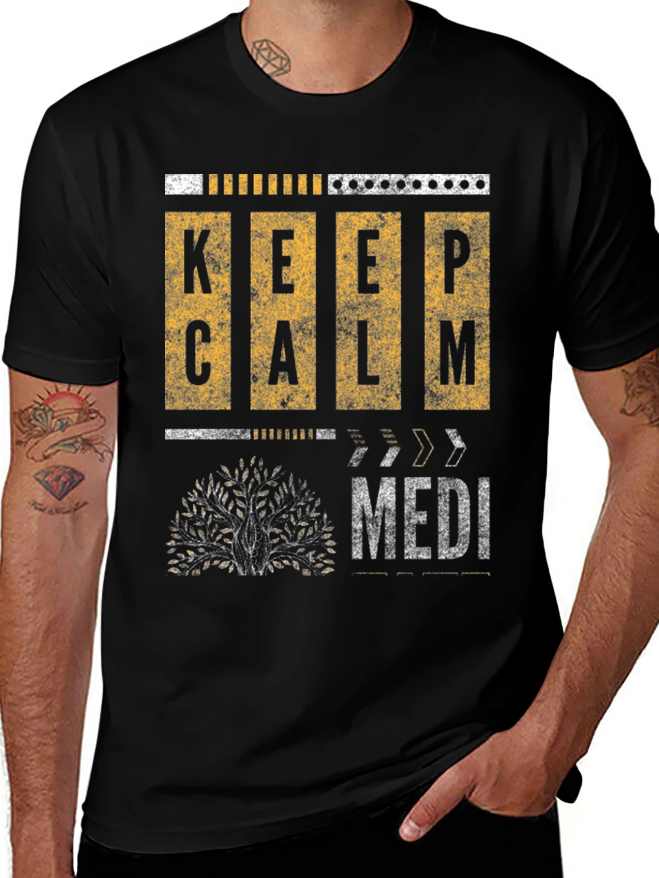 Keep Calm Meditative Tree Graphic Tee
