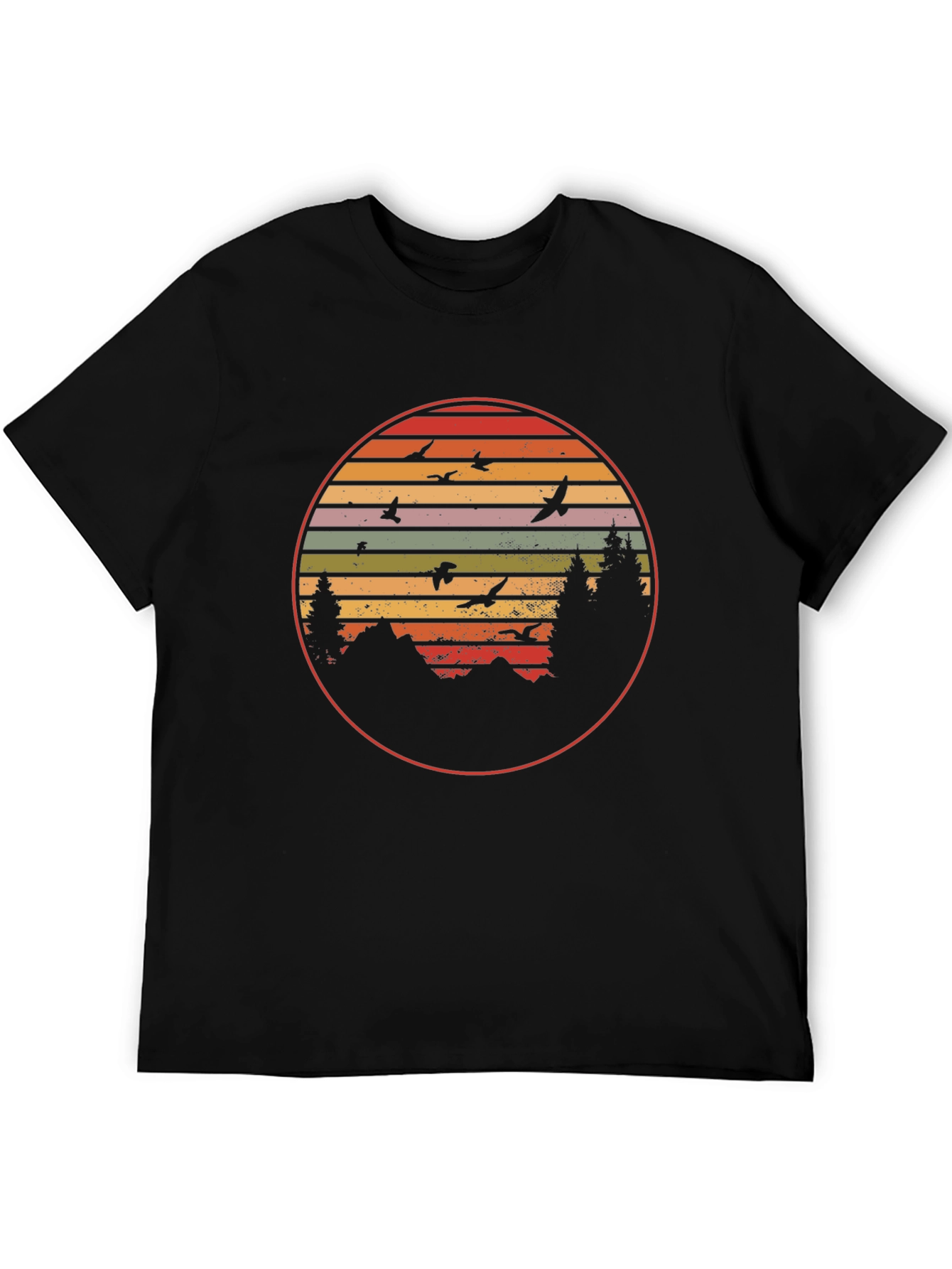 Retro Mountain Sunset Graphic Tee - Nature Lover T-Shirt