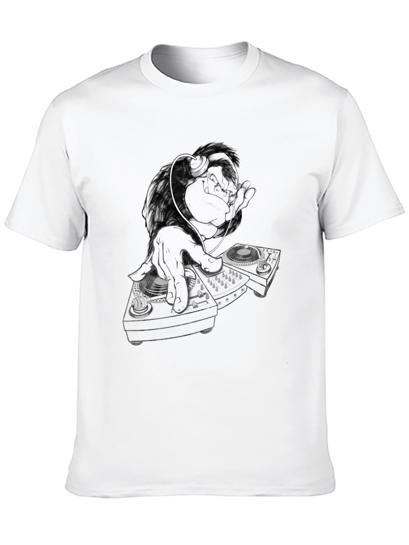 DJ Monkey Black T-Shirt - Cool Graphic Tee