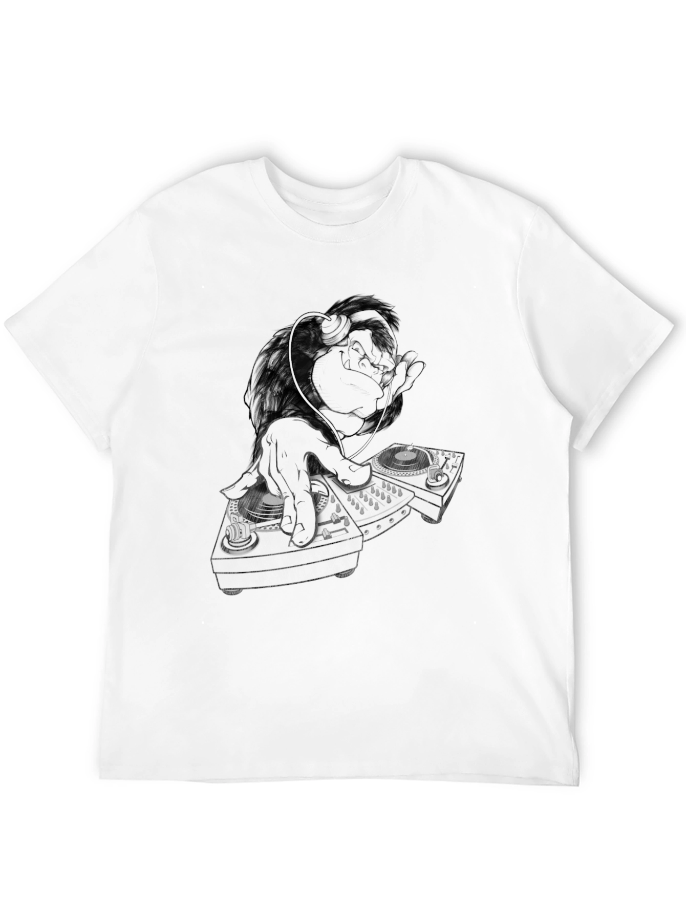 DJ Monkey Black T-Shirt - Cool Graphic Tee