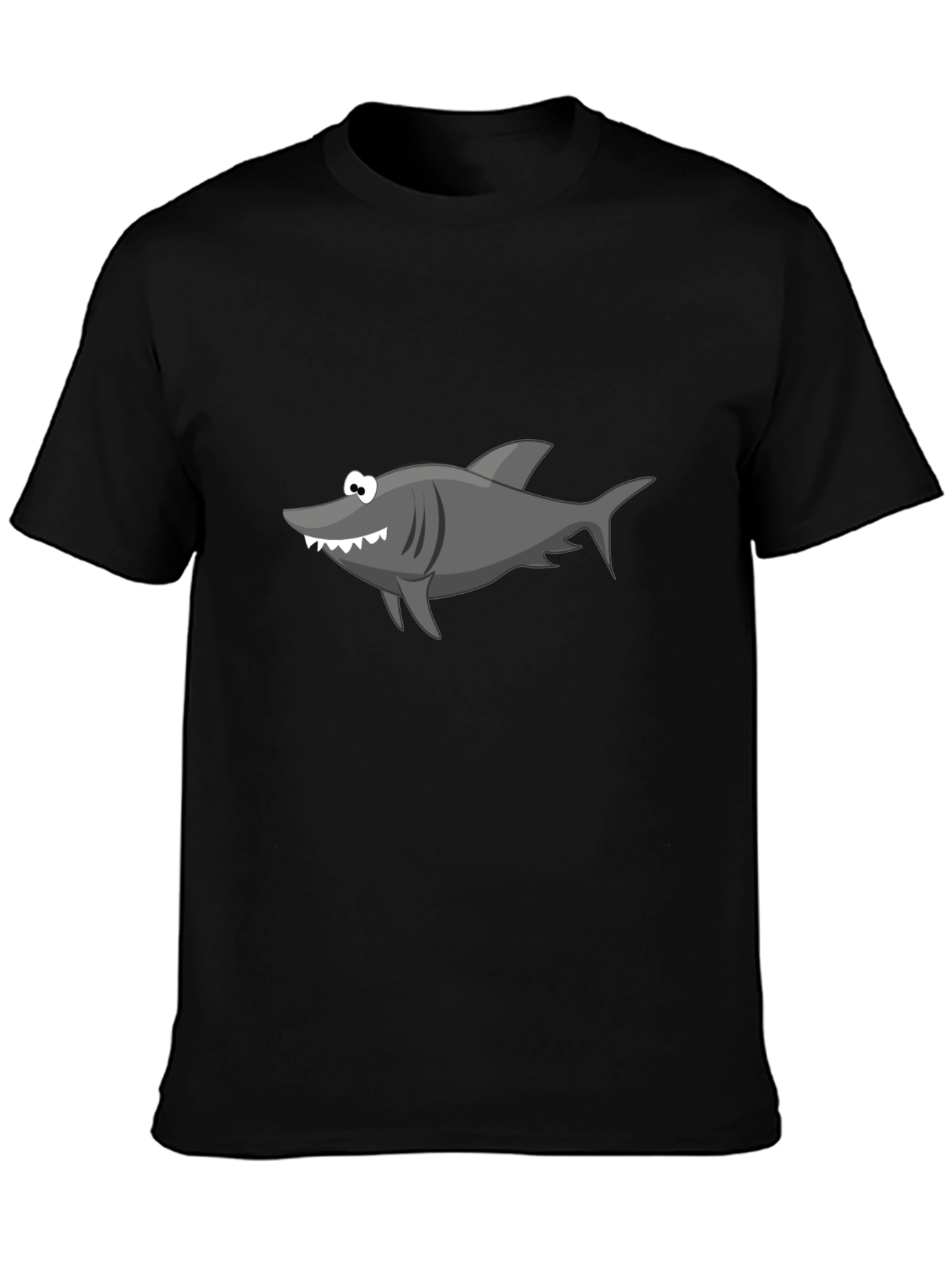 Shark Graphic Tee - Black Crew Neck