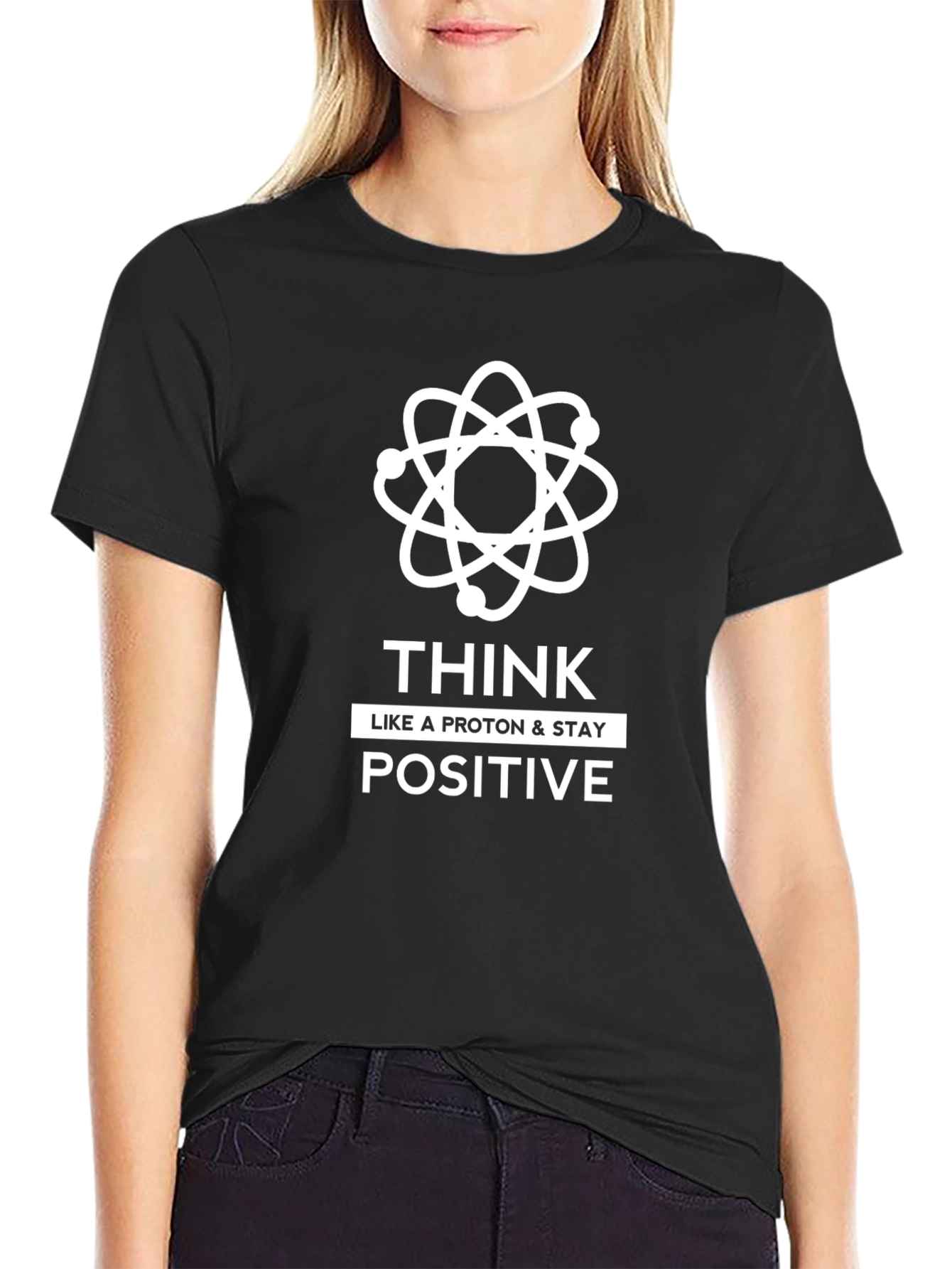 Think Positive Black Graphic T-Shirt