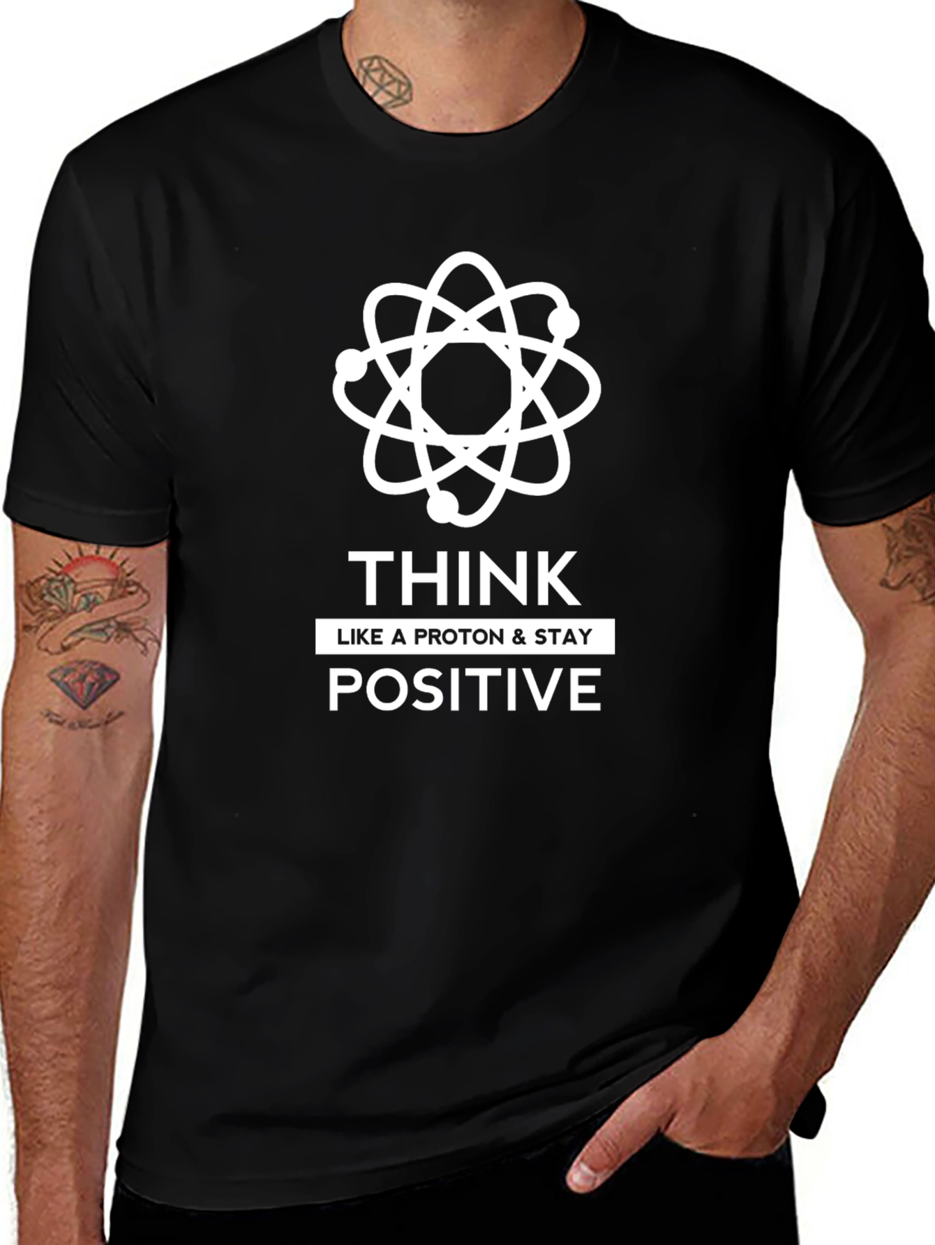 Think Positive Black Graphic T-Shirt