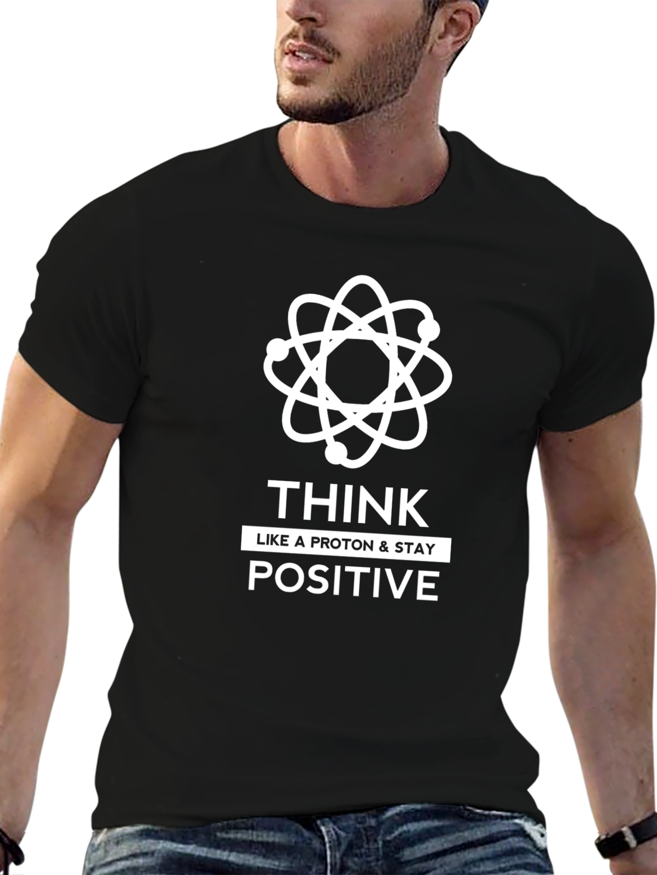 Think Positive Black Graphic T-Shirt