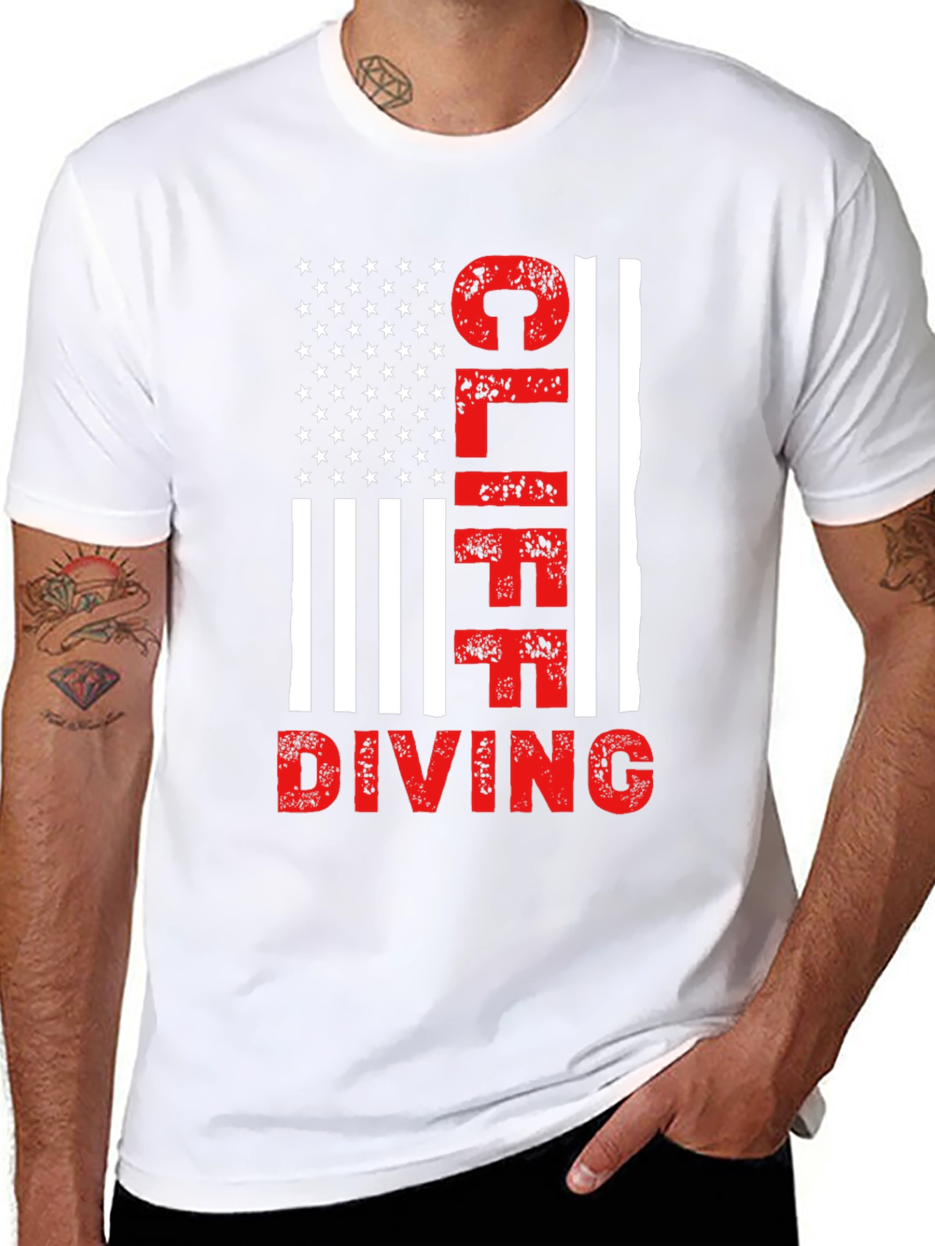 Cliff Diving American Flag Graphic T-Shirt