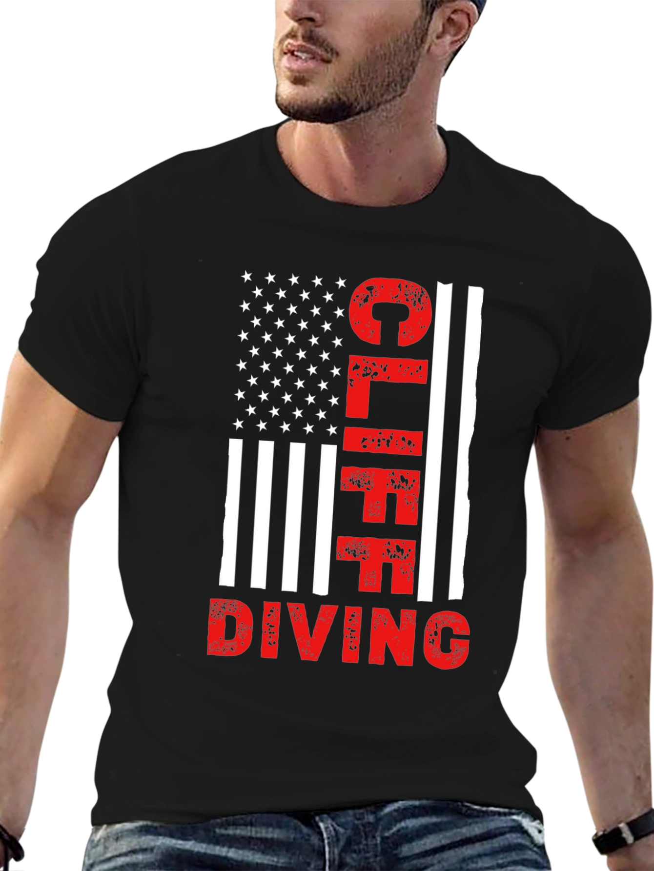 Cliff Diving American Flag Graphic T-Shirt