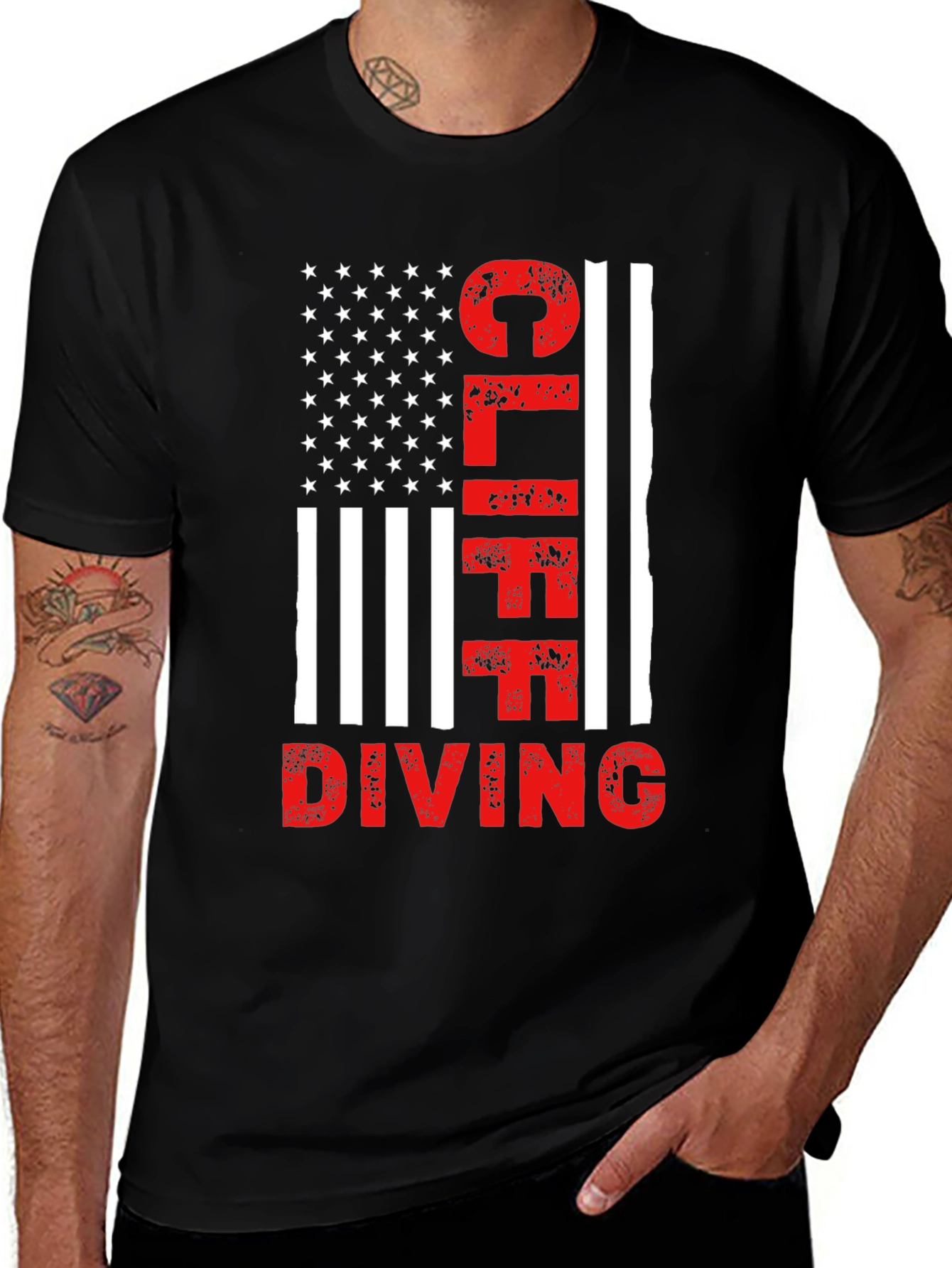 Cliff Diving American Flag Graphic T-Shirt