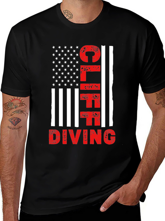Cliff Diving American Flag Graphic T-Shirt