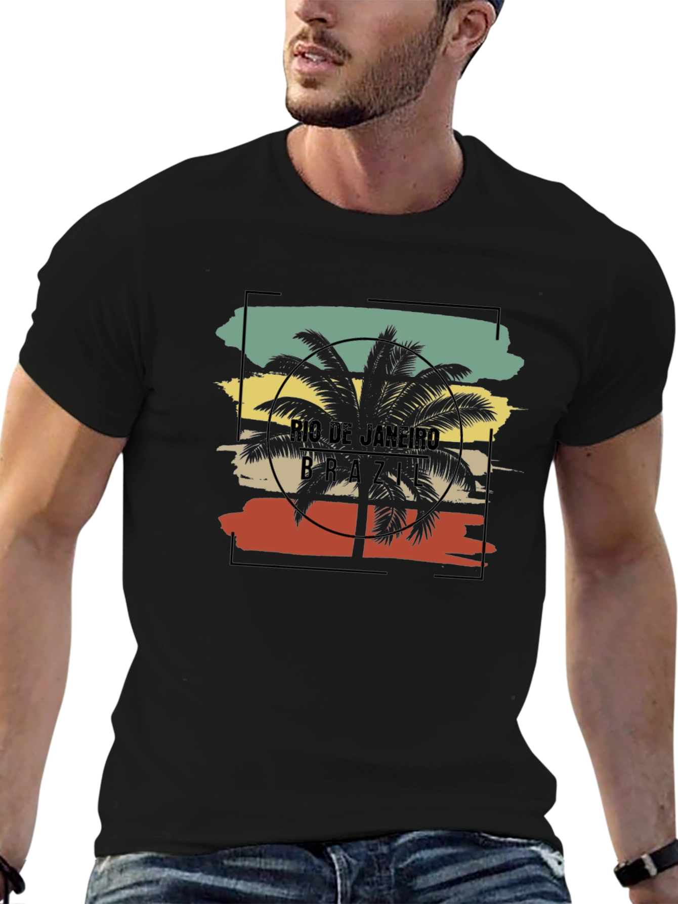 Rio de Janeiro Brazil Palm Tree Graphic T-Shirt