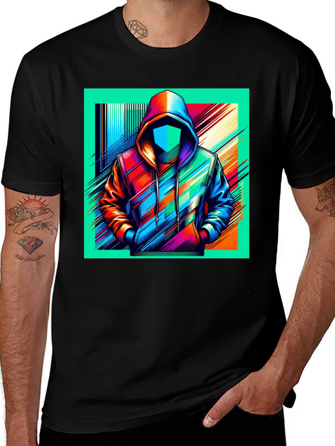 Abstract Hoodie Design Black T-Shirt