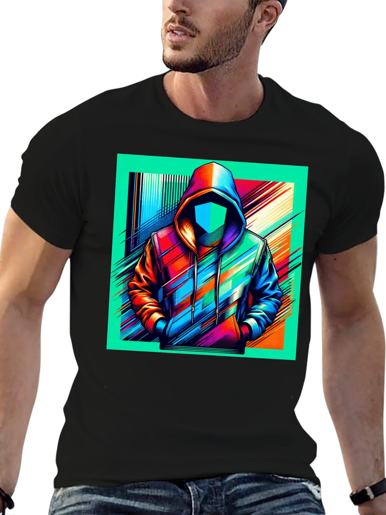 Abstract Hoodie Design Black T-Shirt