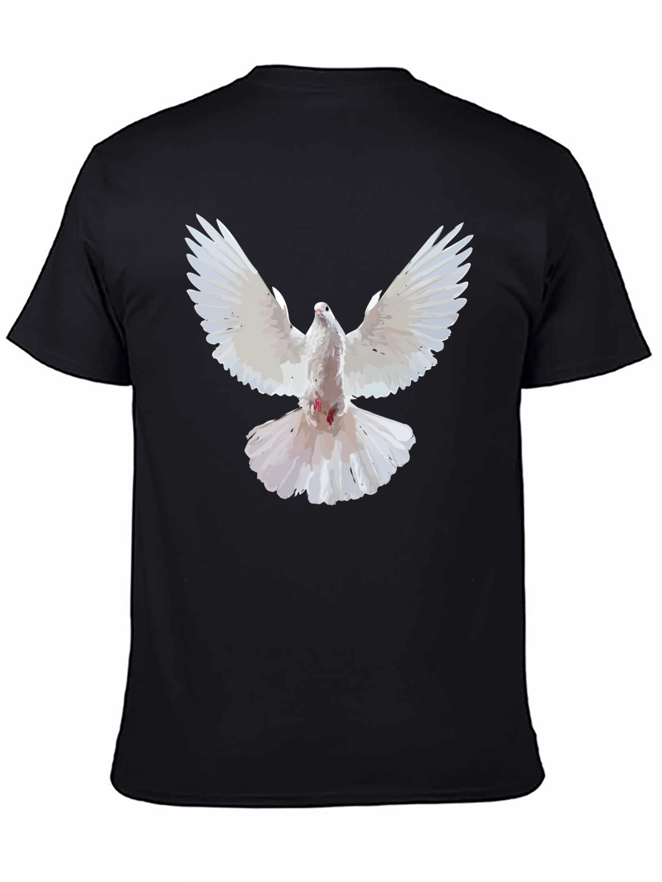 White Dove Graphic Black T-Shirt