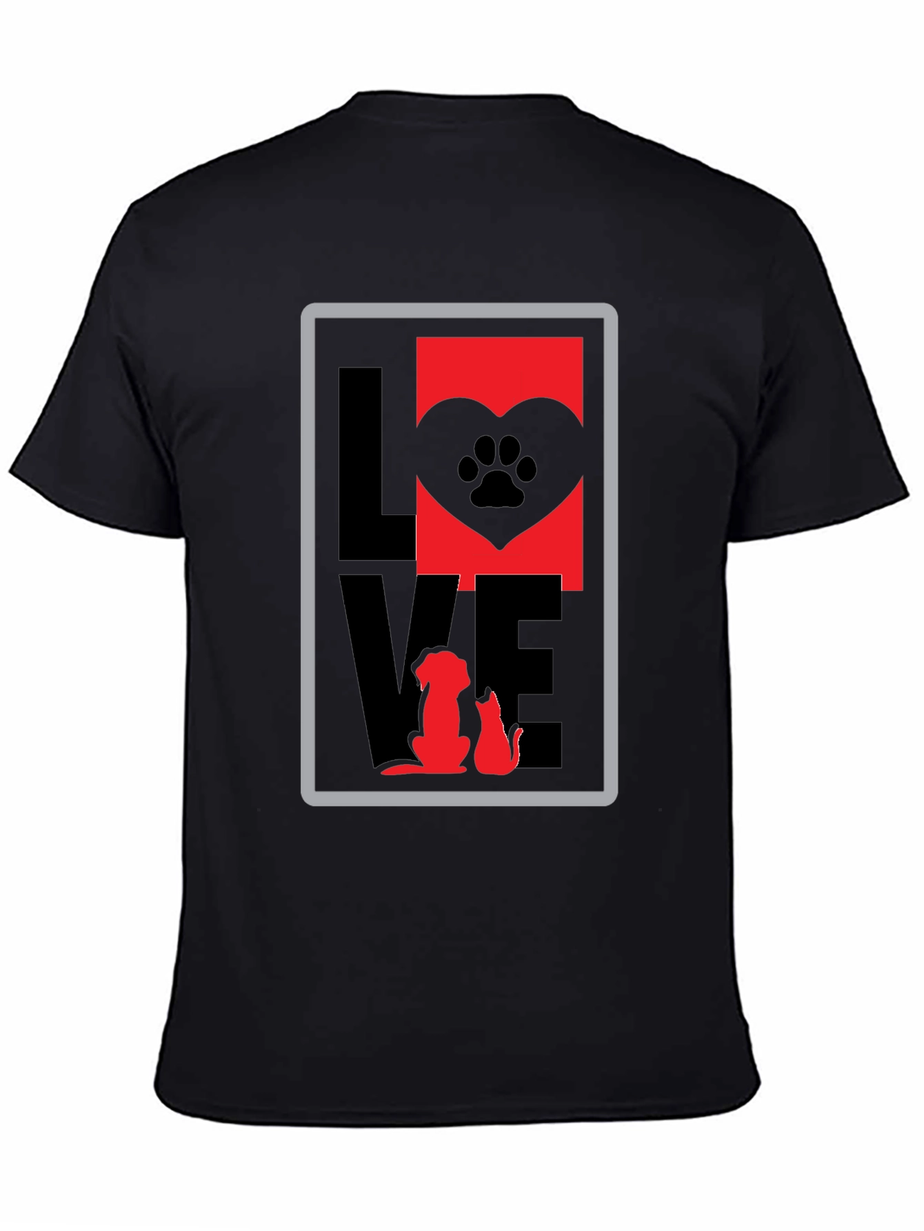 Love Dog Cat Paw Print Graphic T-Shirt