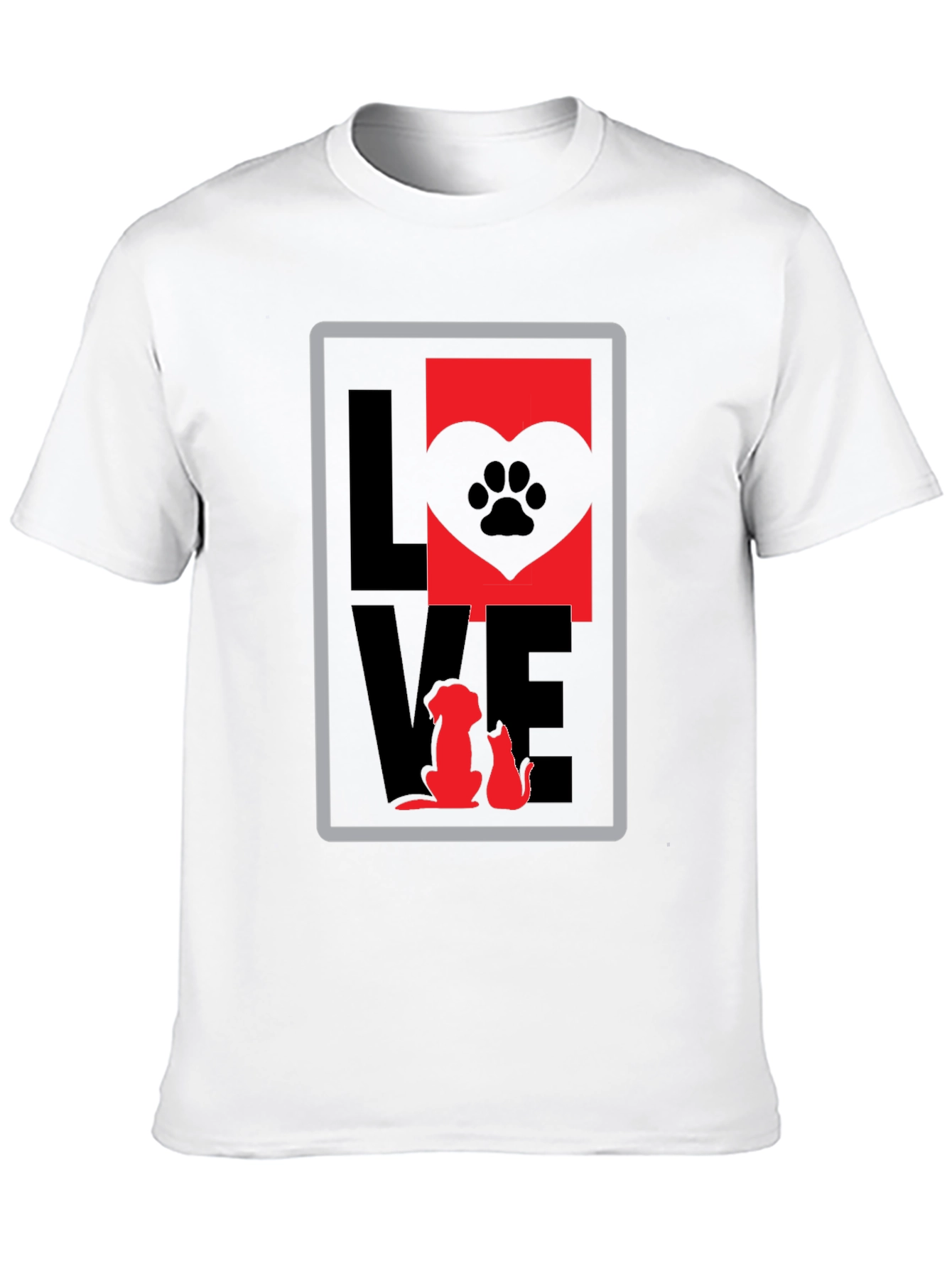 Love Dog Cat Paw Print Graphic T-Shirt