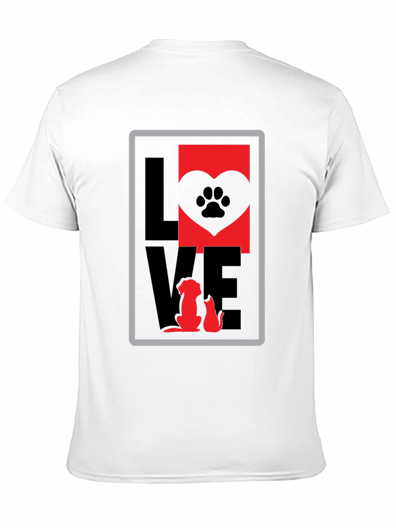 Love Dog Cat Paw Print Graphic T-Shirt