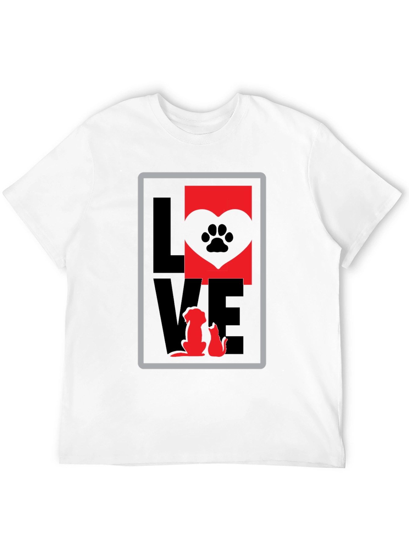 Love Dog Cat Paw Print Graphic T-Shirt