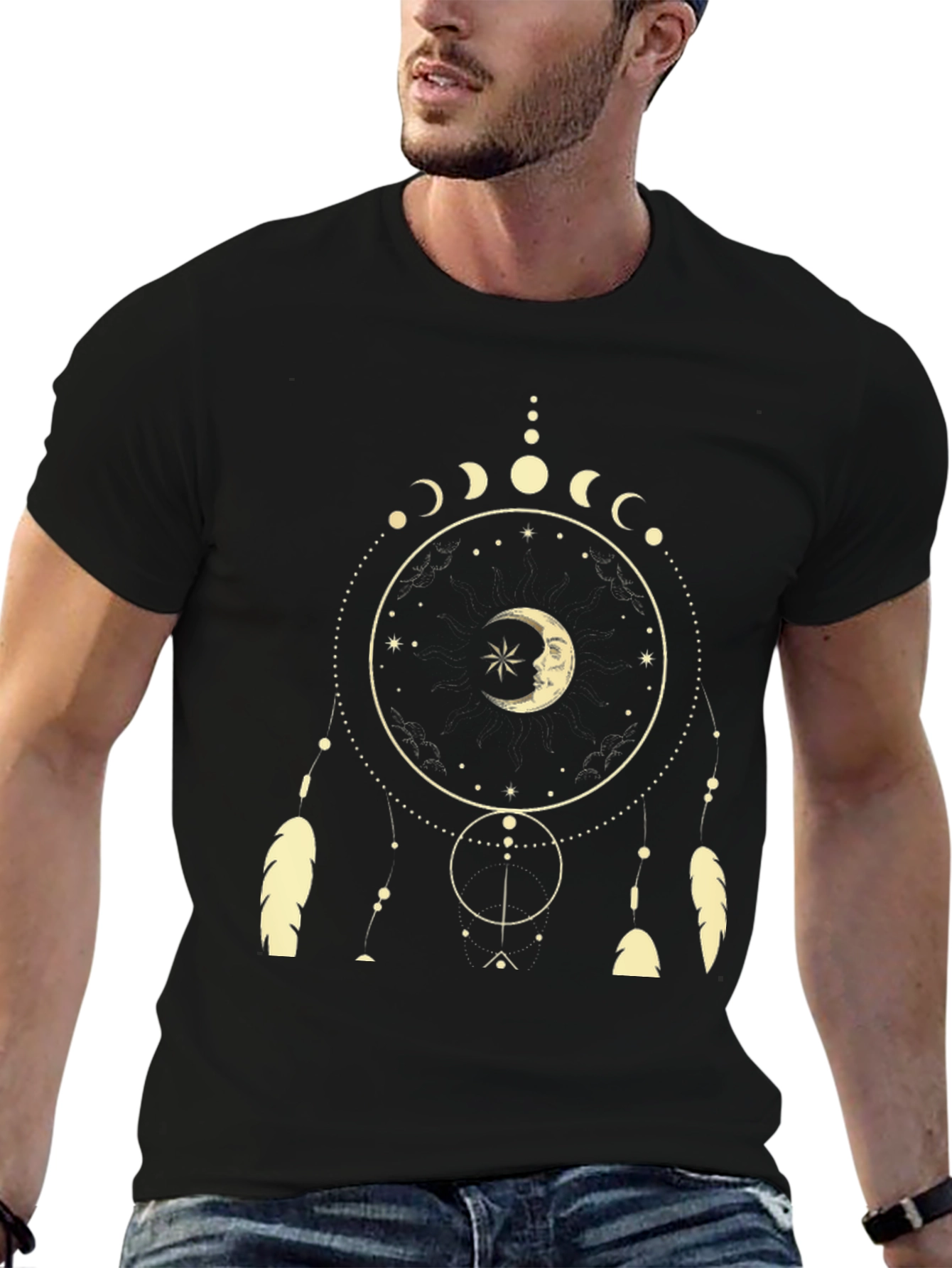 Dreamcatcher Moon Phase T-Shirt - Black
