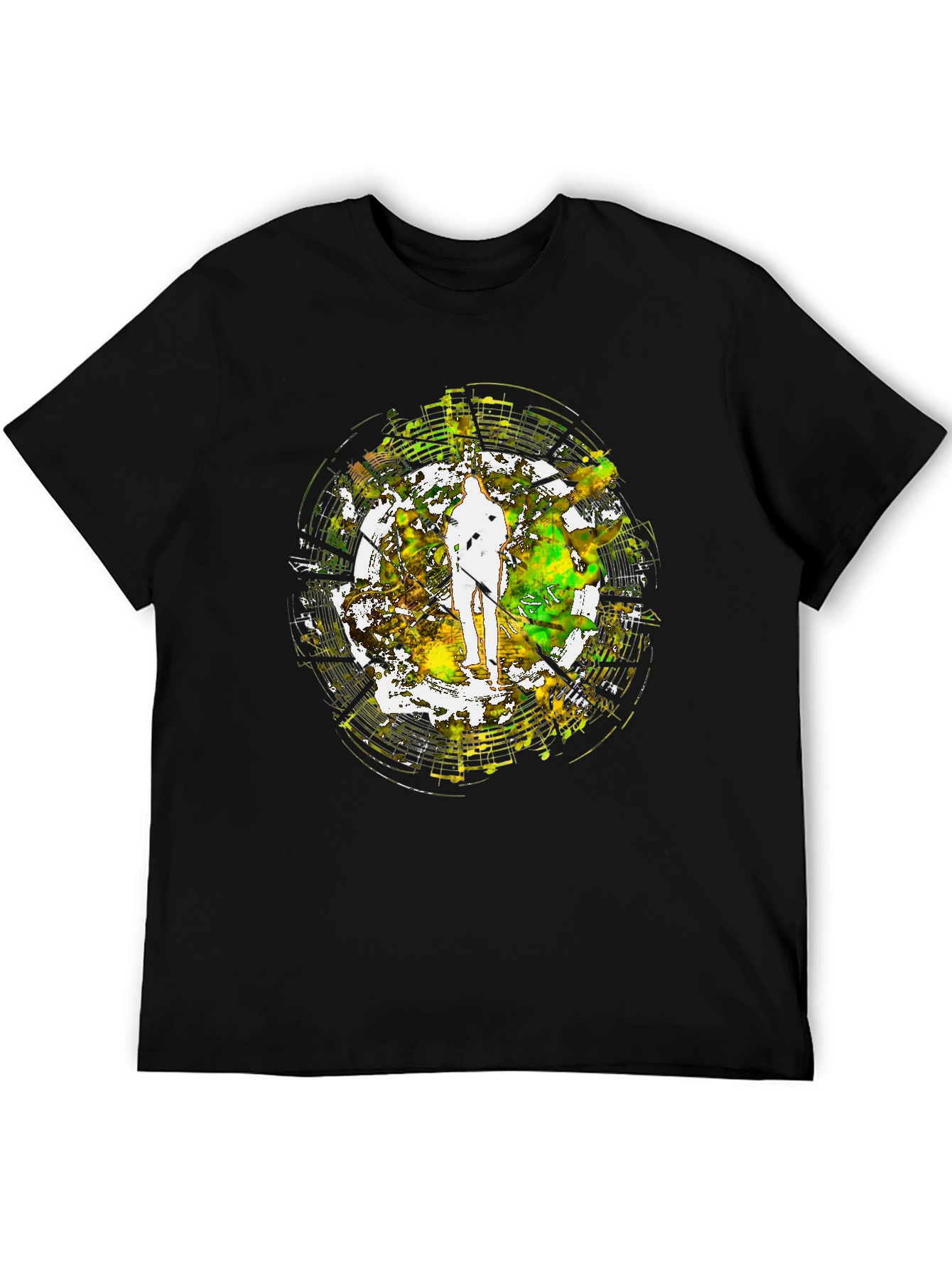 Abstract Musician Graphic Black T-Shirt