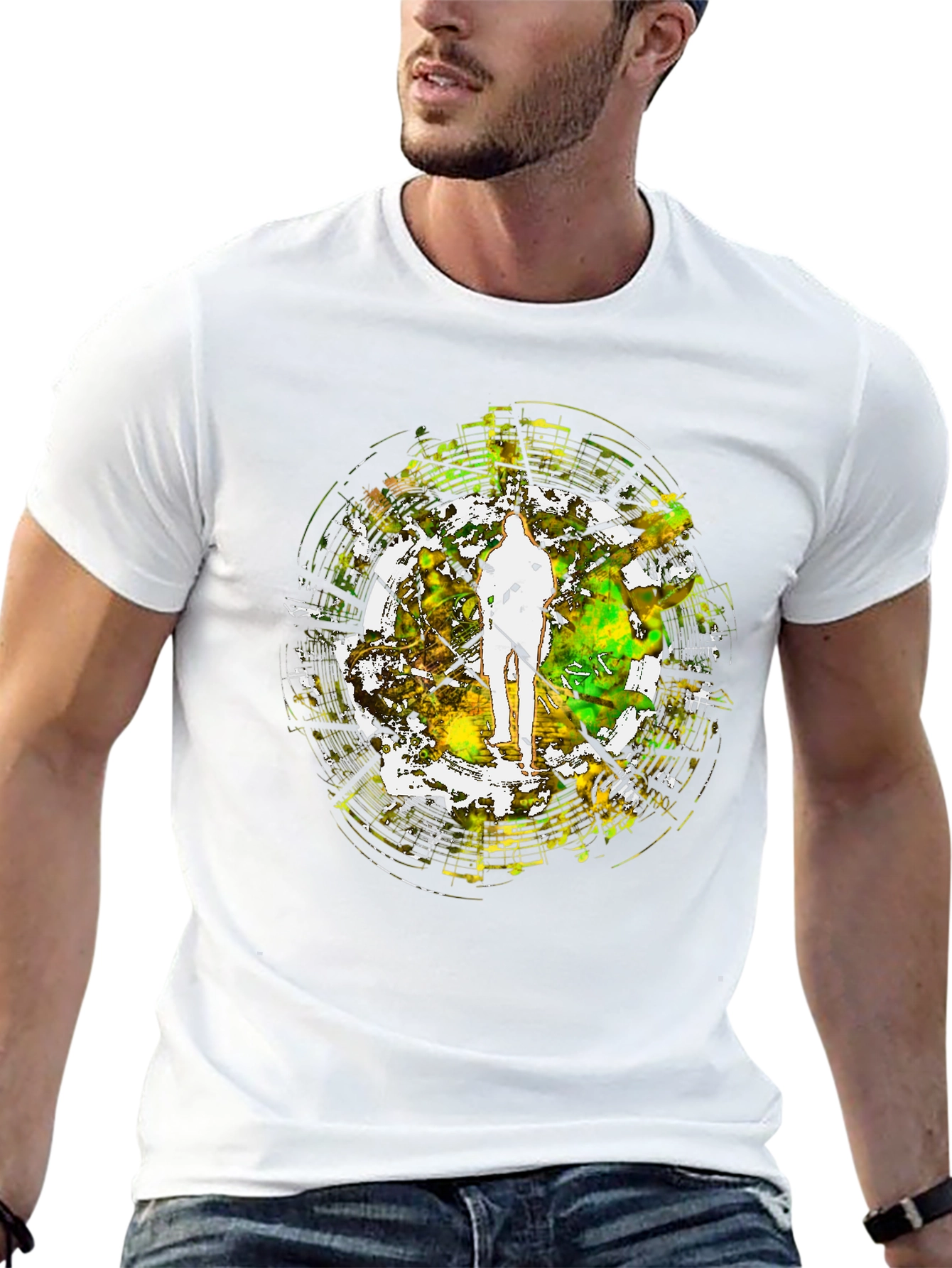 Abstract Musician Graphic Black T-Shirt