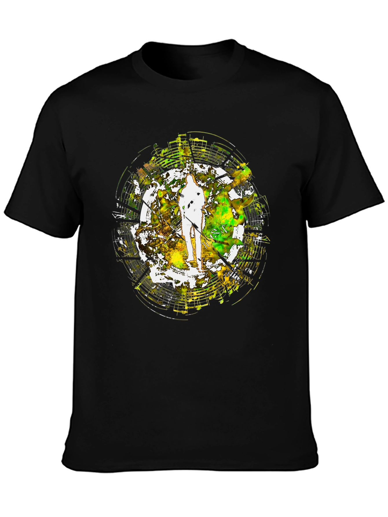 Abstract Musician Graphic Black T-Shirt