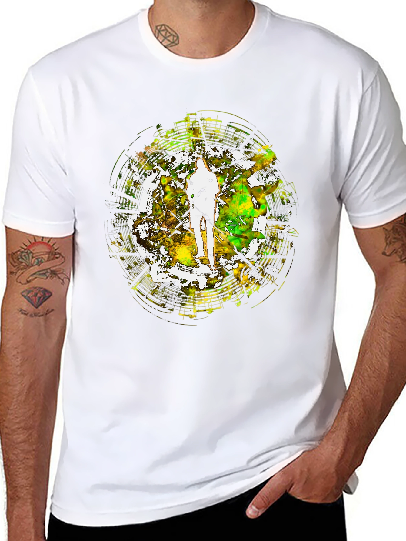 Abstract Musician Graphic Black T-Shirt