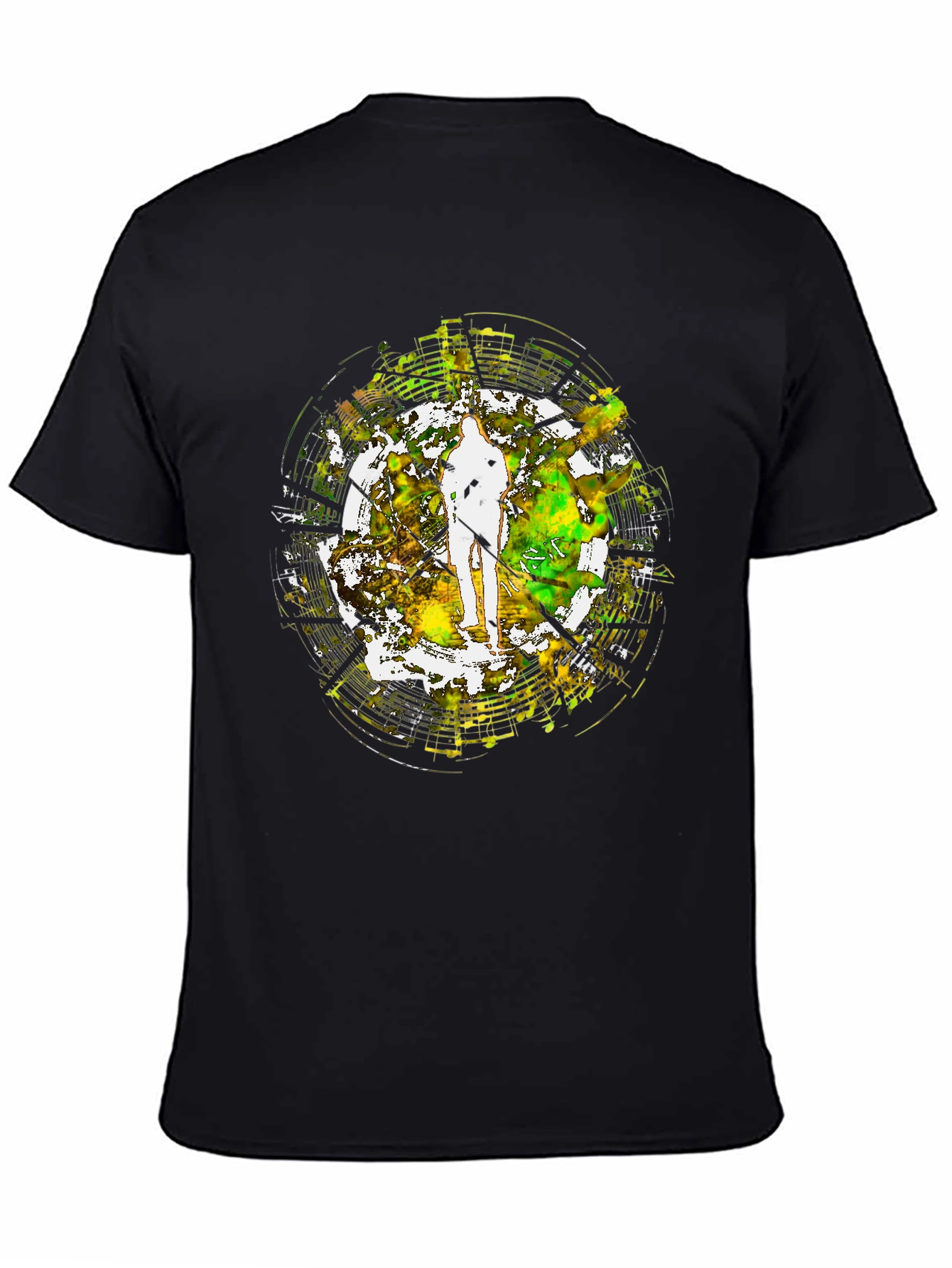 Abstract Musician Graphic Black T-Shirt