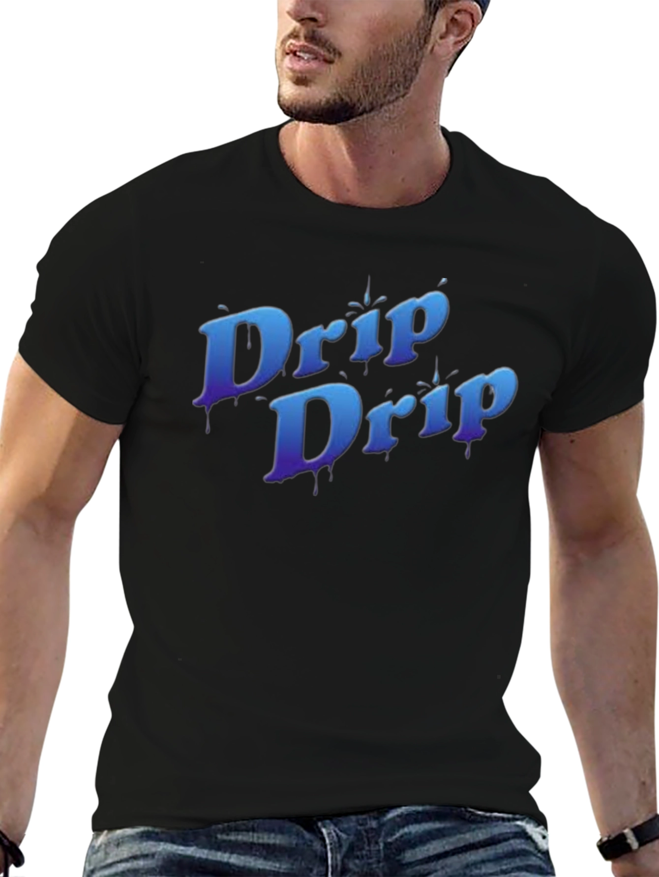 Drip Drip Graphic Print Mens Black T-Shirt
