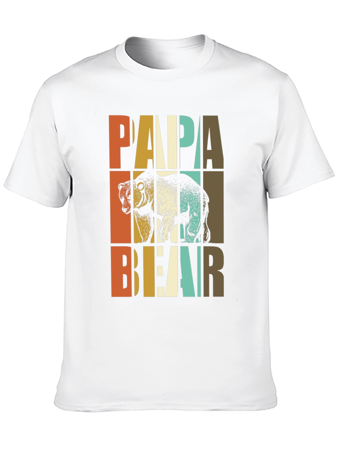 Papa Bear Graphic Tee - Retro Style Dad Shirt