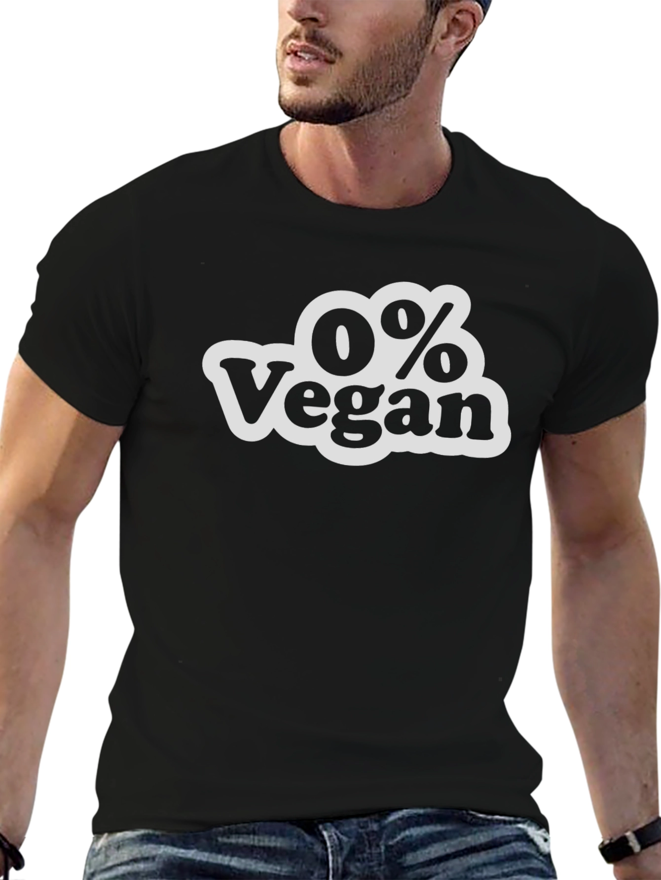 0% Vegan Slogan T-Shirt - Bold Statement Tee