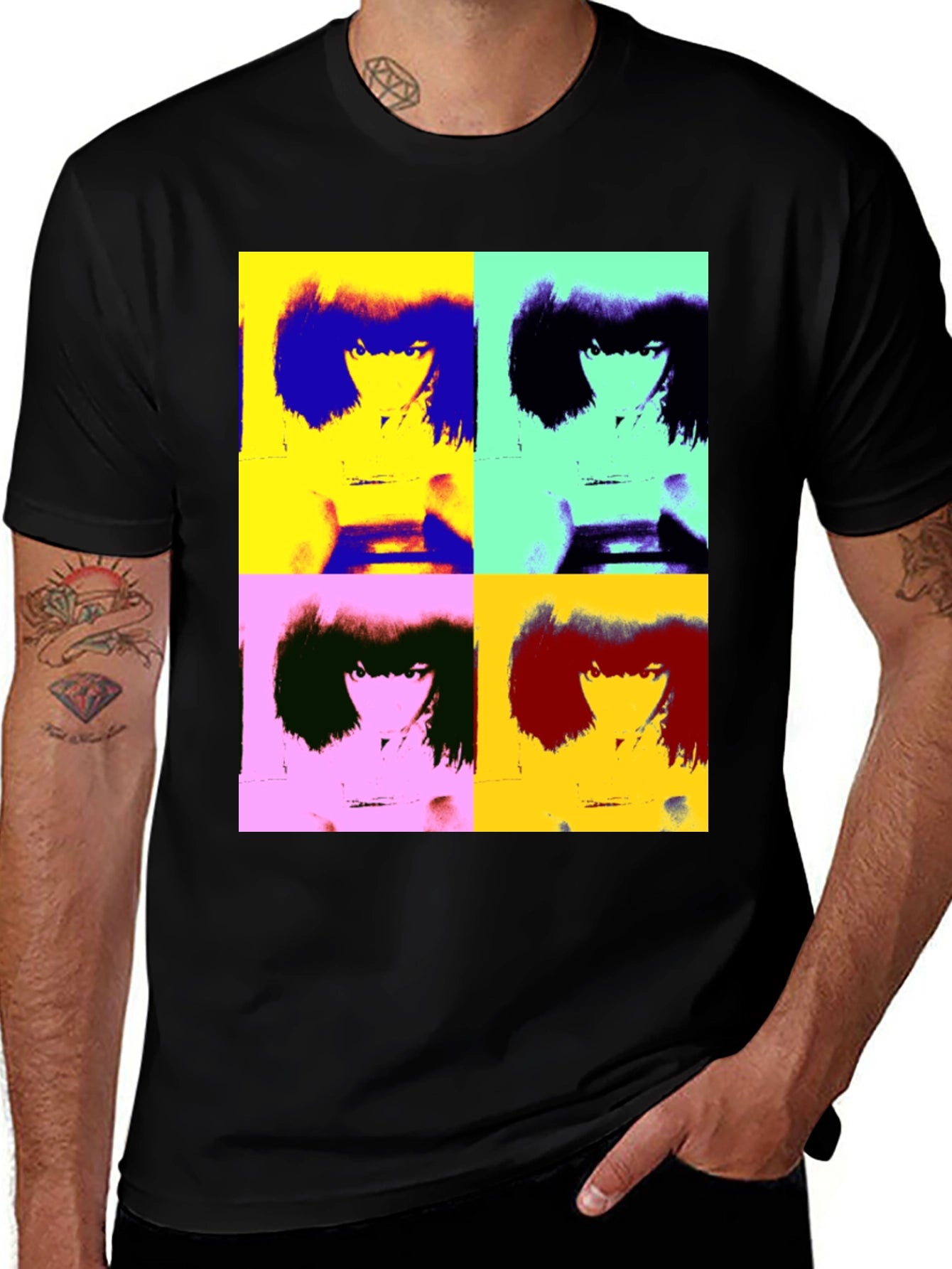 Pop Art Graphic Tee - Retro Style Black T-Shirt