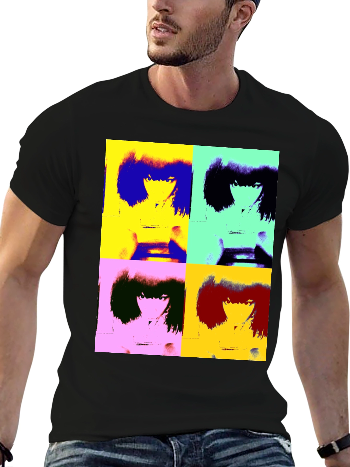 Pop Art Graphic Tee - Retro Style Black T-Shirt