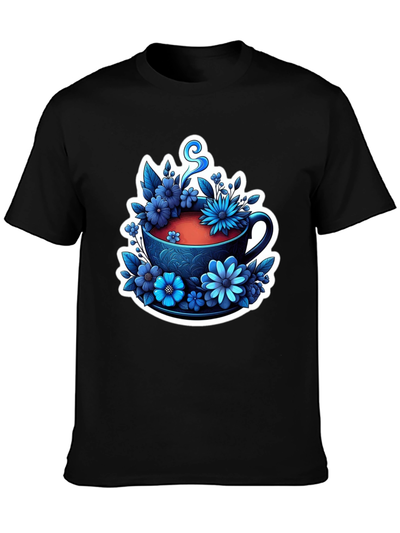 Floral Teacup Graphic Tee - Black