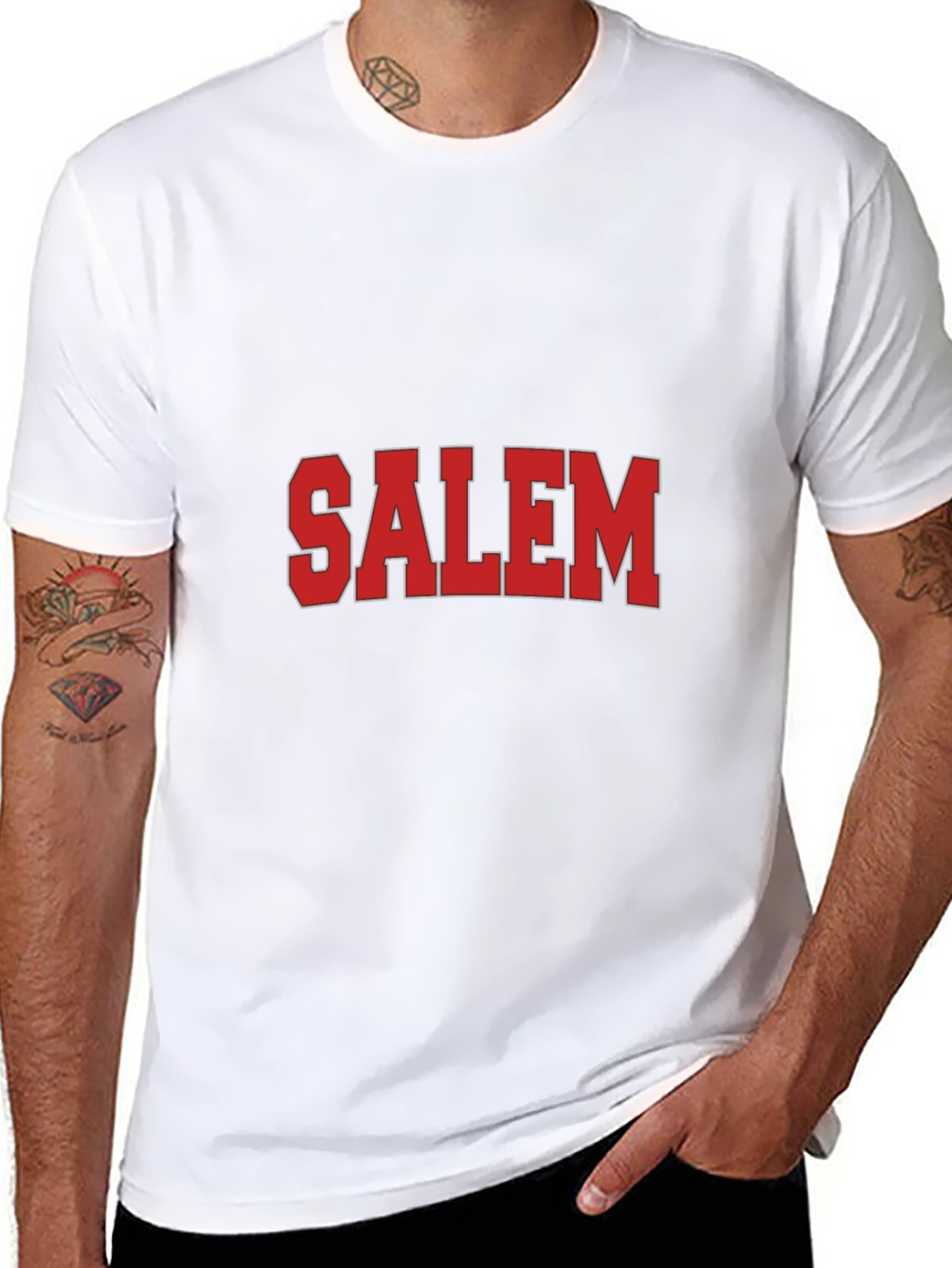 Salem Graphic Tee - Bold Red Print on Black