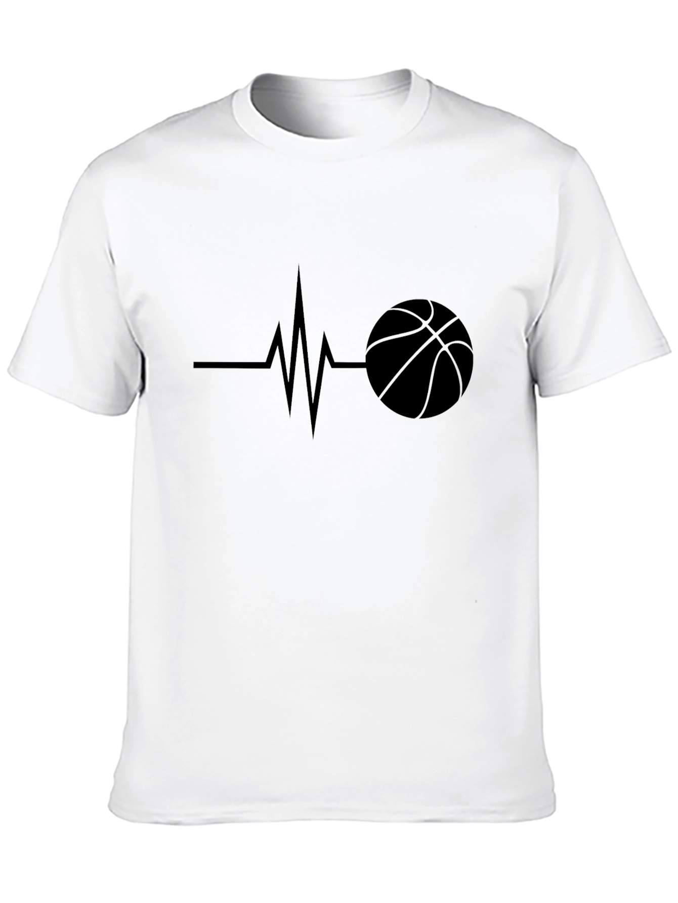 Basketball Heartbeat Graphic Tee - Black